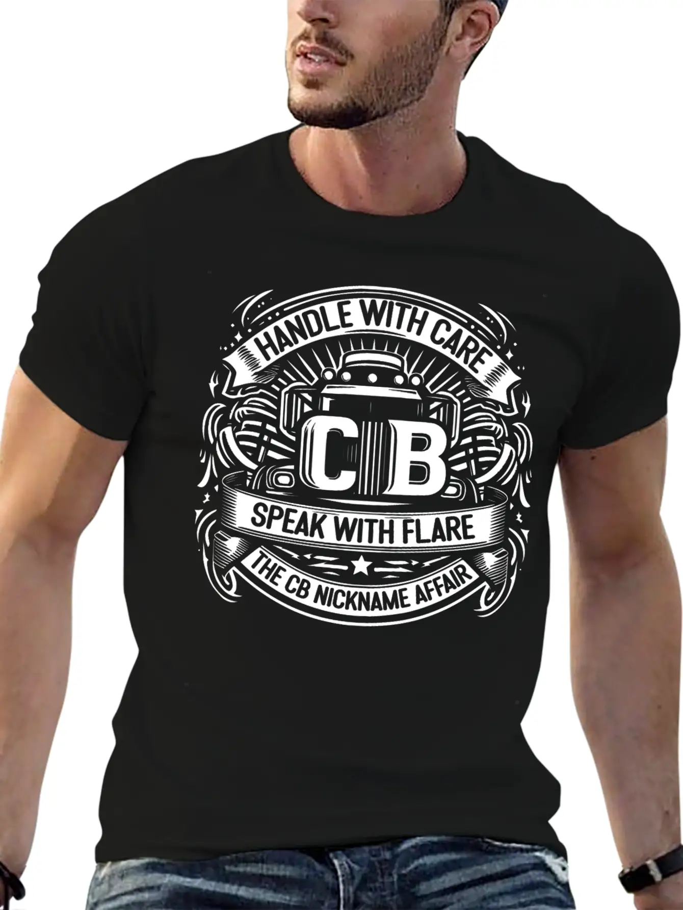 Handle With Care Speak With Flare The CB Nickname Stylish Everyday T-Shirt – Unisex Basic Cotton Tee