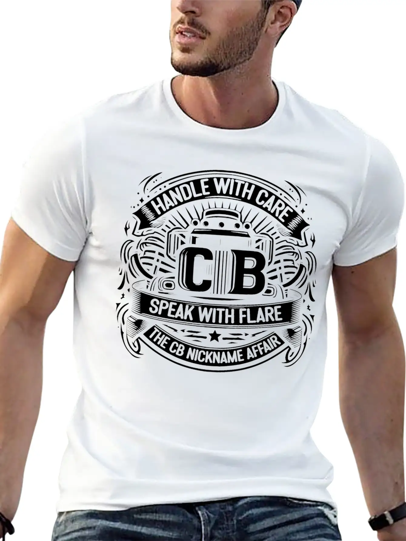 Handle With Care Speak With Flare The CB Nickname Stylish Everyday T-Shirt – Unisex Basic Cotton Tee