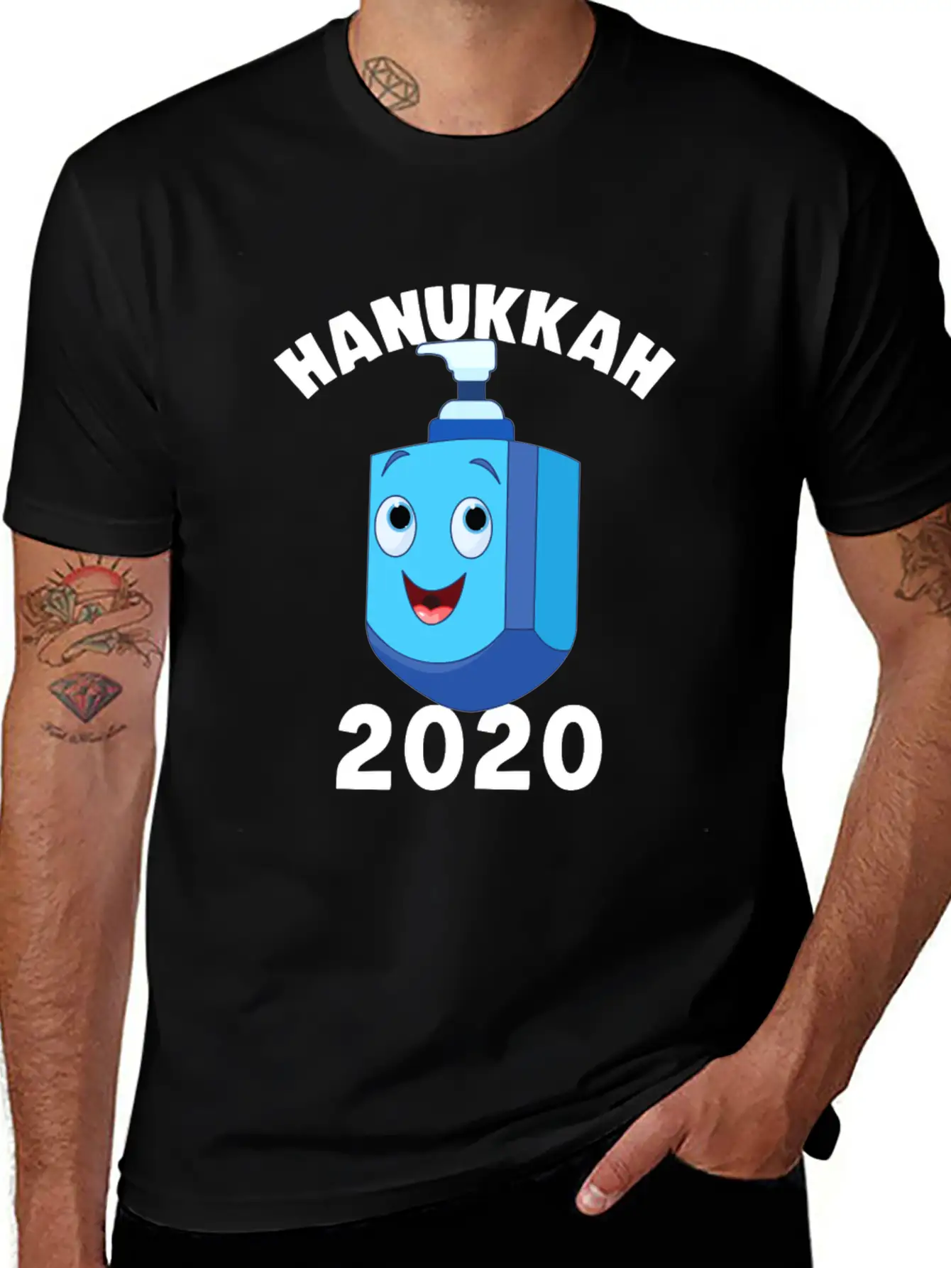 Hanukkah 2020 Hand Sanitizer Dreidel Jewish Essential Unisex Summer Tee – Soft Cotton Casual Fit