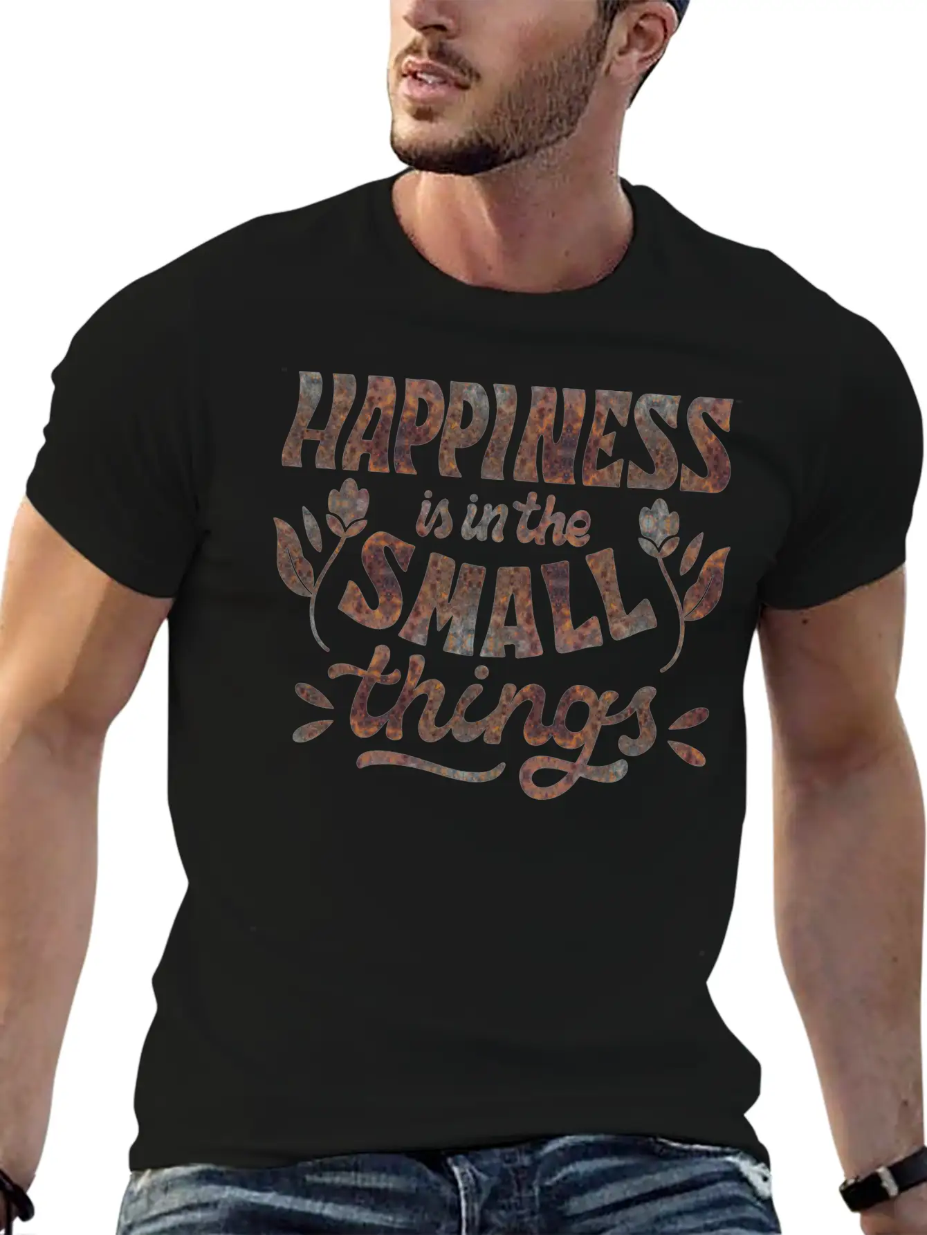 HAPPINESS IS IN THE SMALL THINGS Unisex Casual T-Shirt – Clean Design For Daily Comfort