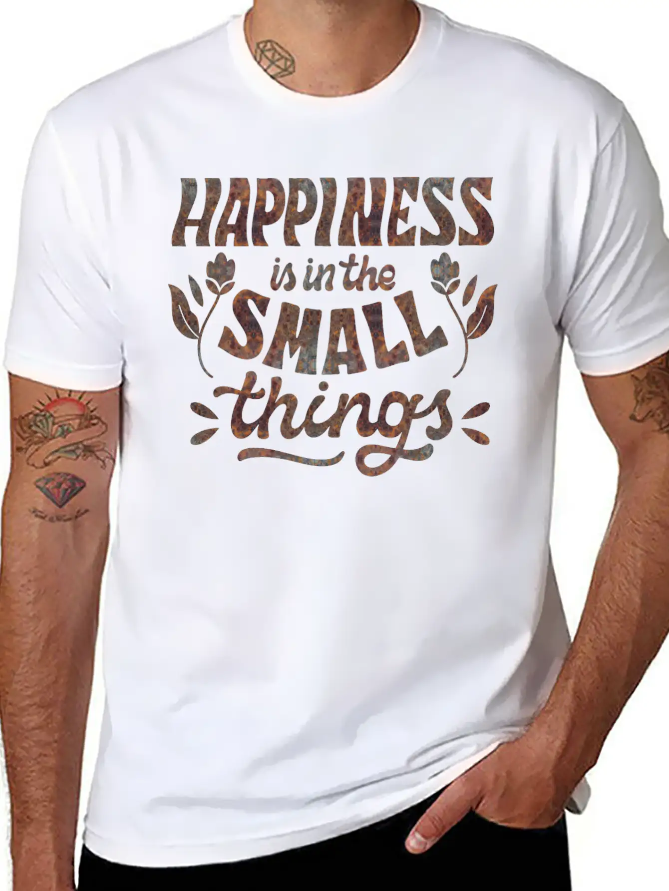 HAPPINESS IS IN THE SMALL THINGS Unisex Casual T-Shirt – Clean Design For Daily Comfort