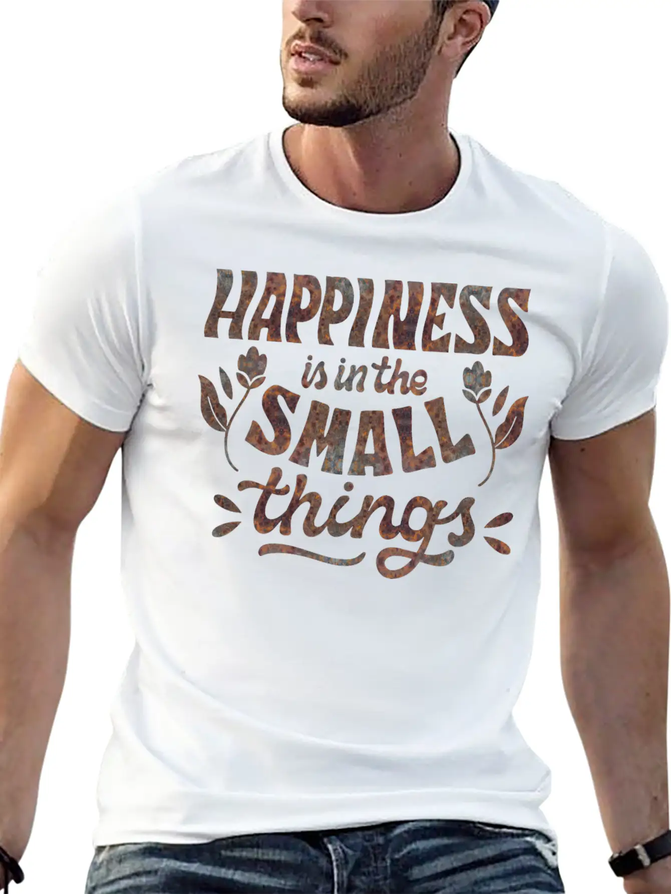 HAPPINESS IS IN THE SMALL THINGS Unisex Casual T-Shirt – Clean Design For Daily Comfort