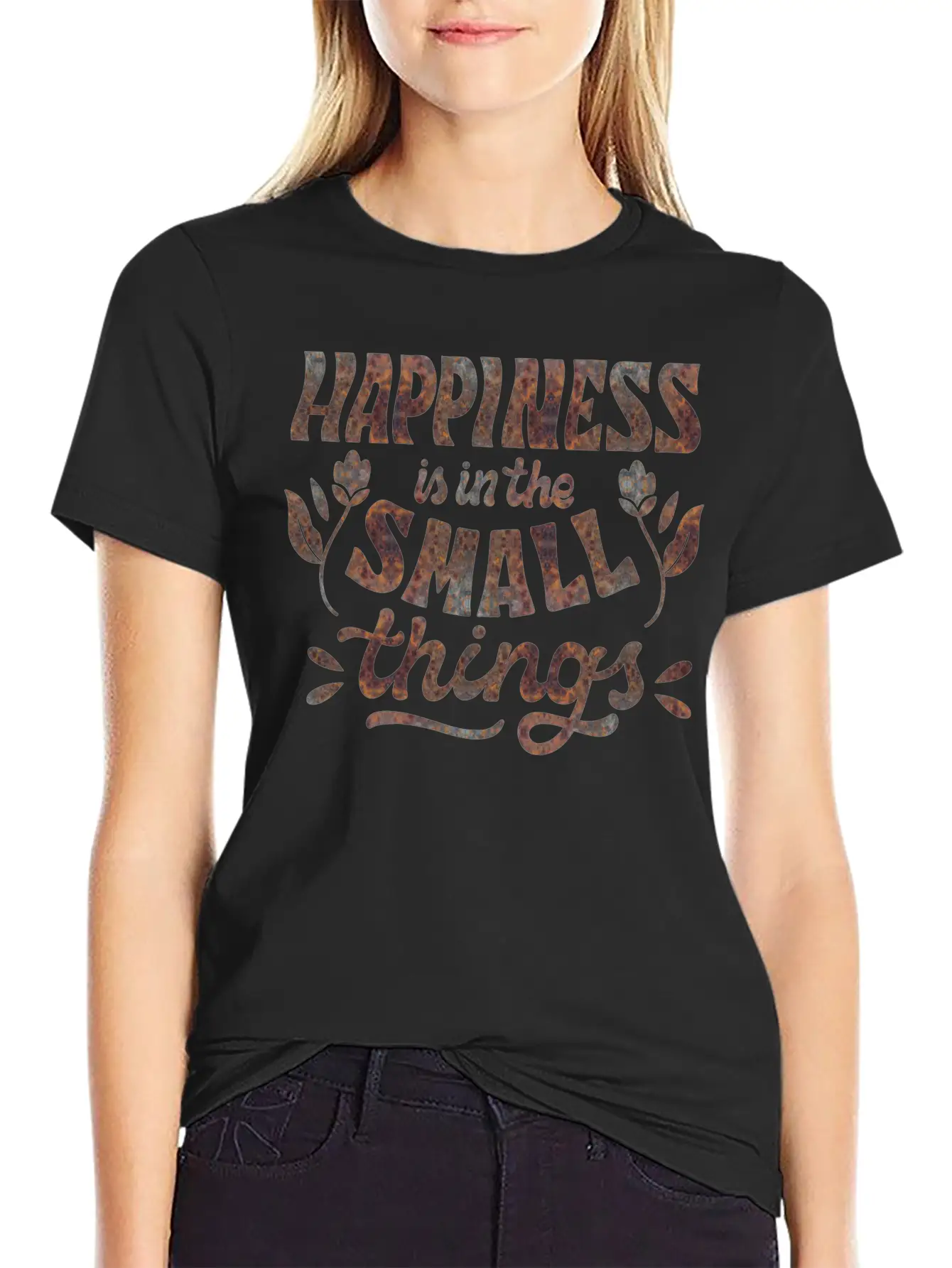 HAPPINESS IS IN THE SMALL THINGS Unisex Casual T-Shirt – Clean Design For Daily Comfort