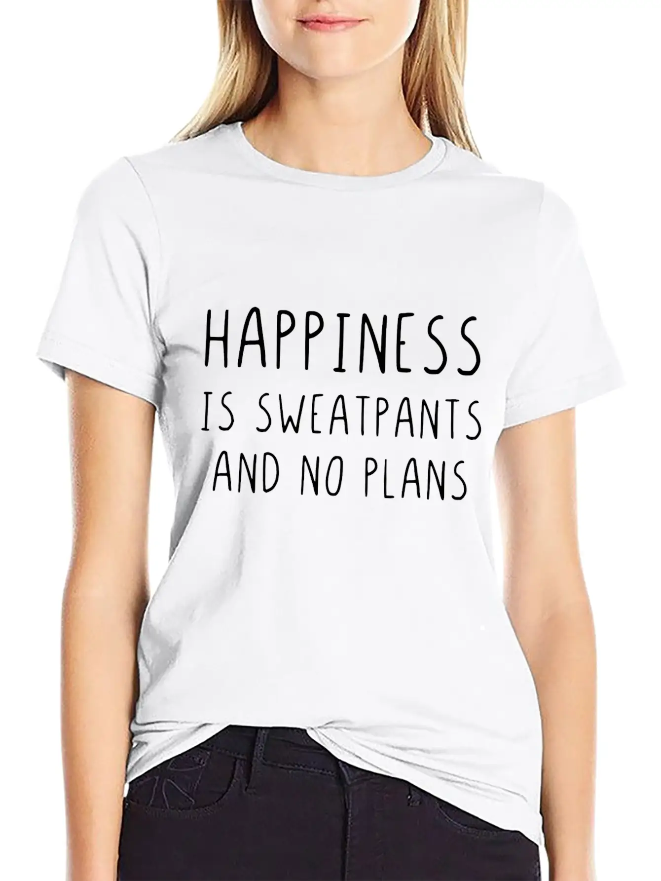 Happiness Is Sweatpants And No Plans Timeless Short Sleeve Tee – Comfy And Minimalist Design
