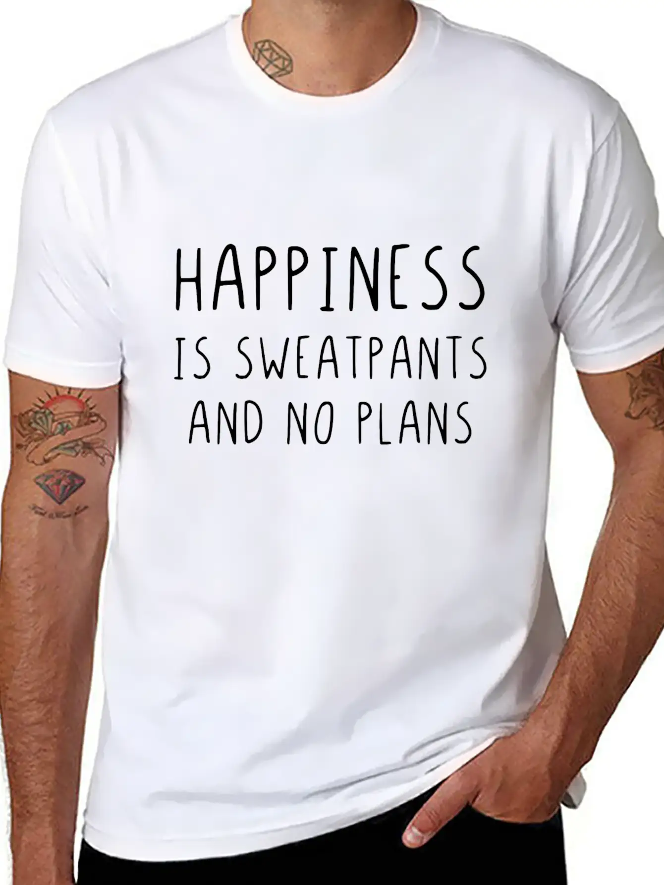 Happiness Is Sweatpants And No Plans Timeless Short Sleeve Tee – Comfy And Minimalist Design