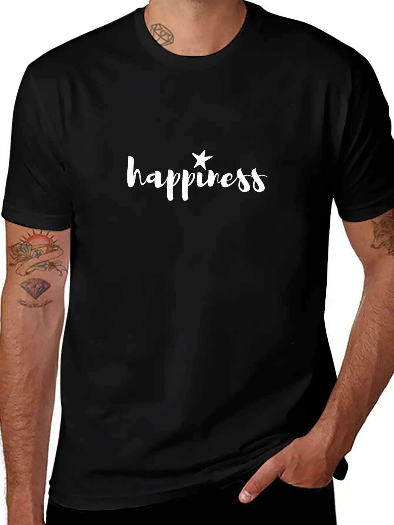 Happiness Star Word Shirt Unisex Short Sleeve Soft Cotton T-Shirt – Casual Everyday Wear