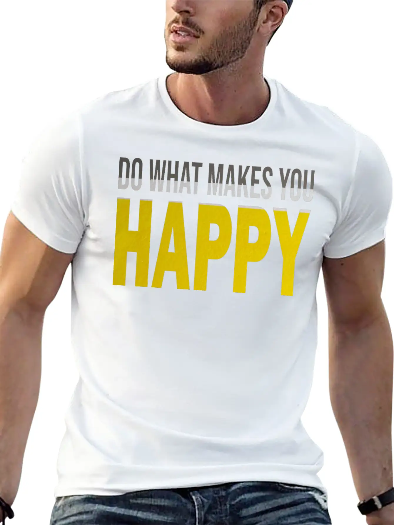 HAPPY Comfortable Minimalist Graphic Tee – Summer Style Essential