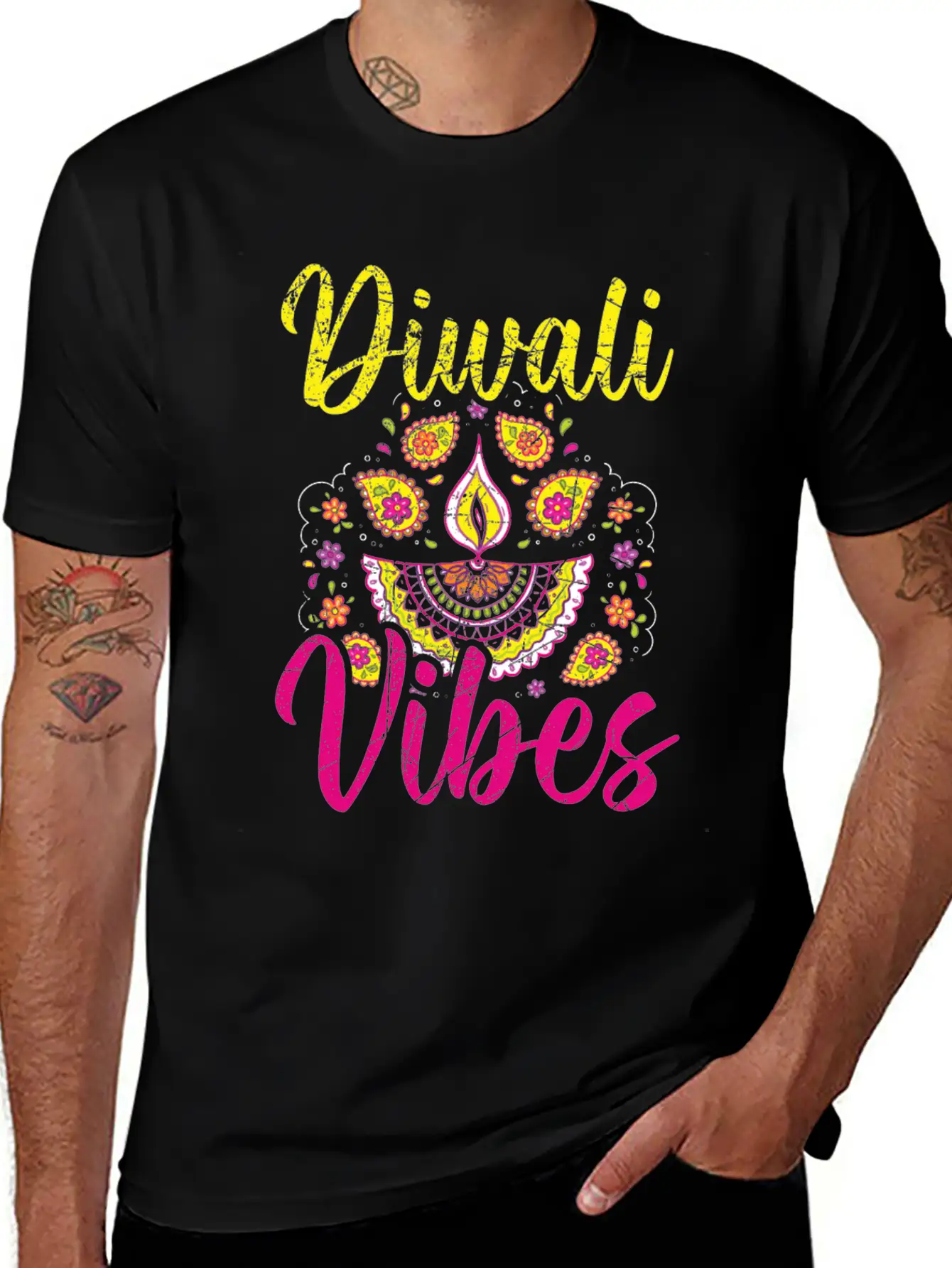Happy Diwali Diwali Festival Indian Hindu Hinduism Unisex Short Sleeve Soft Cotton T-Shirt – Casual Everyday Wear
