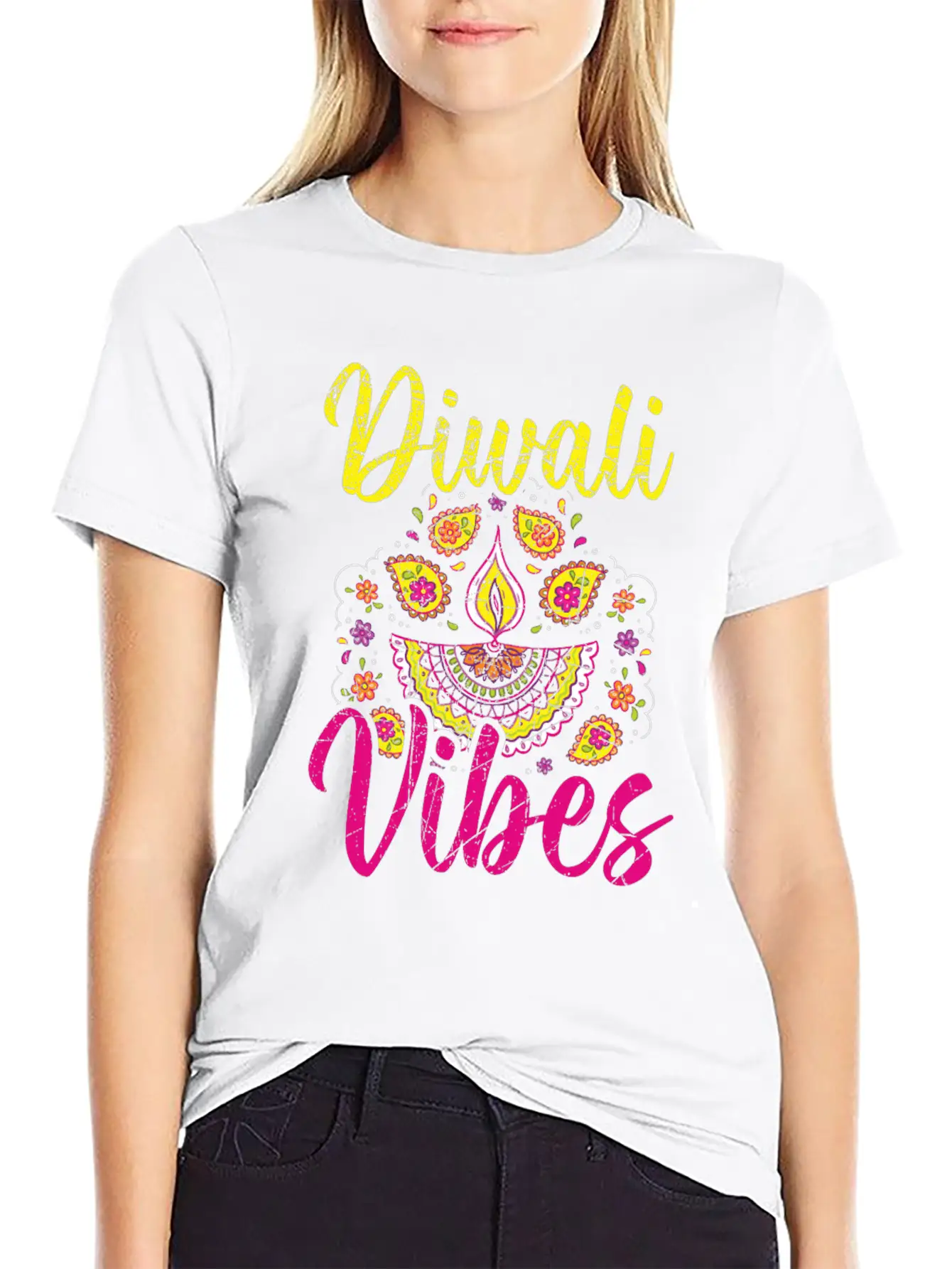 Happy Diwali Diwali Festival Indian Hindu Hinduism Unisex Short Sleeve Soft Cotton T-Shirt – Casual Everyday Wear