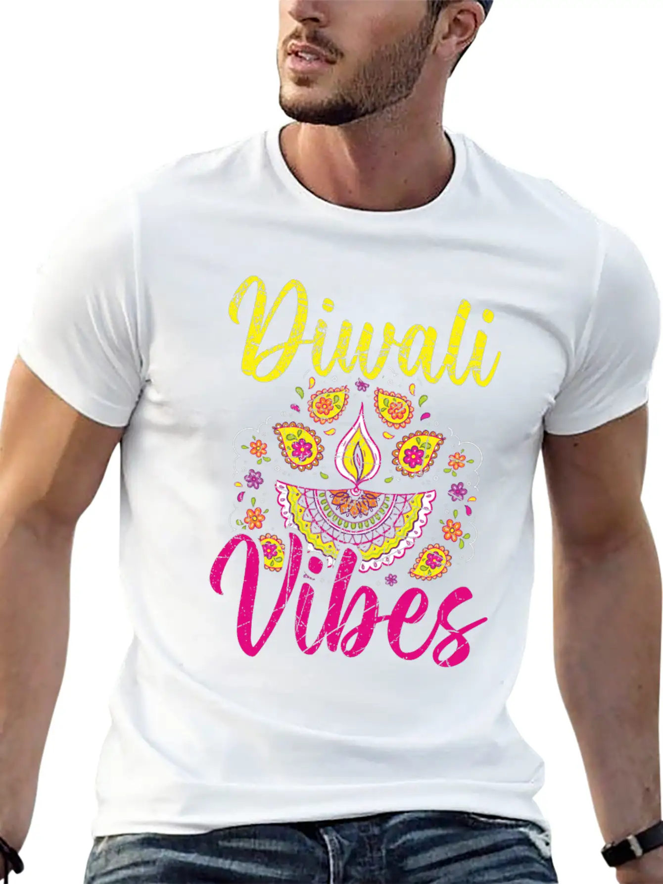 Happy Diwali Diwali Festival Indian Hindu Hinduism Unisex Short Sleeve Soft Cotton T-Shirt – Casual Everyday Wear