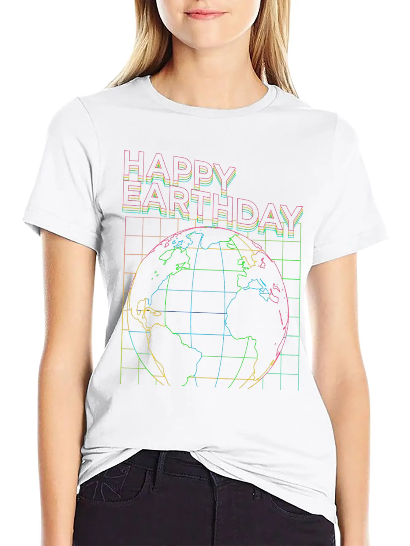 Happy Earth Day90s Neon Glow Style Stylish Everyday T-Shirt – Unisex Basic Cotton Tee