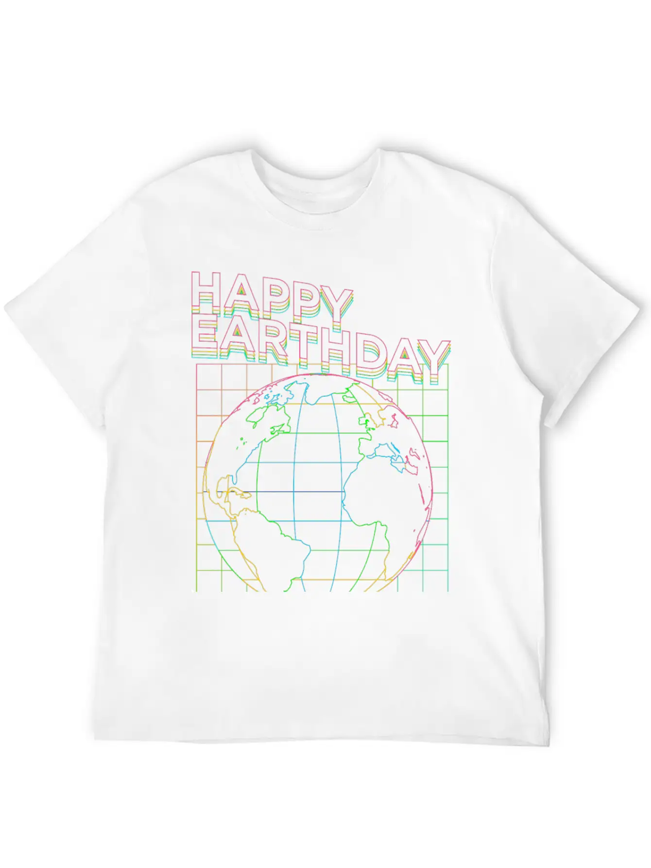 Happy Earth Day90s Neon Glow Style Stylish Everyday T-Shirt – Unisex Basic Cotton Tee