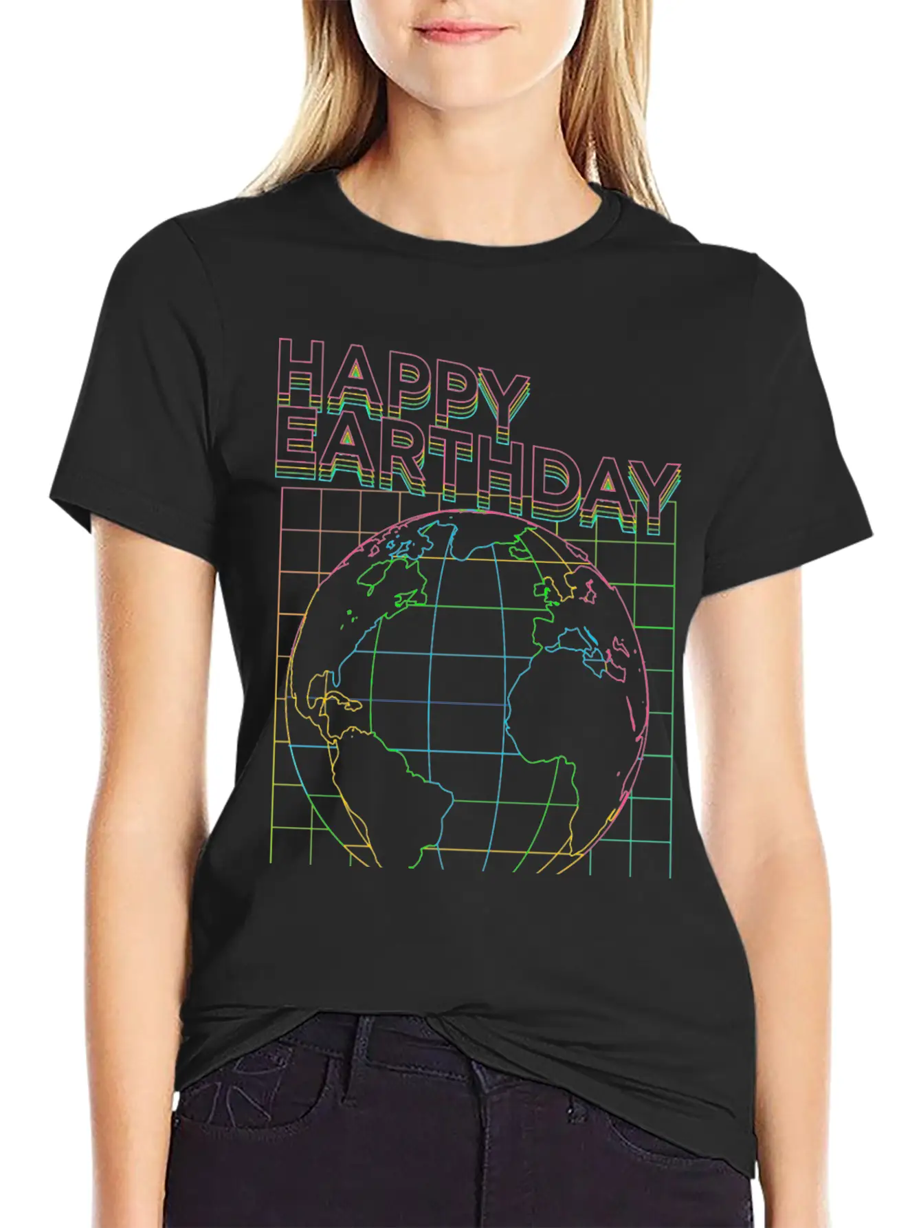 Happy Earth Day90s Neon Glow Style Stylish Everyday T-Shirt – Unisex Basic Cotton Tee
