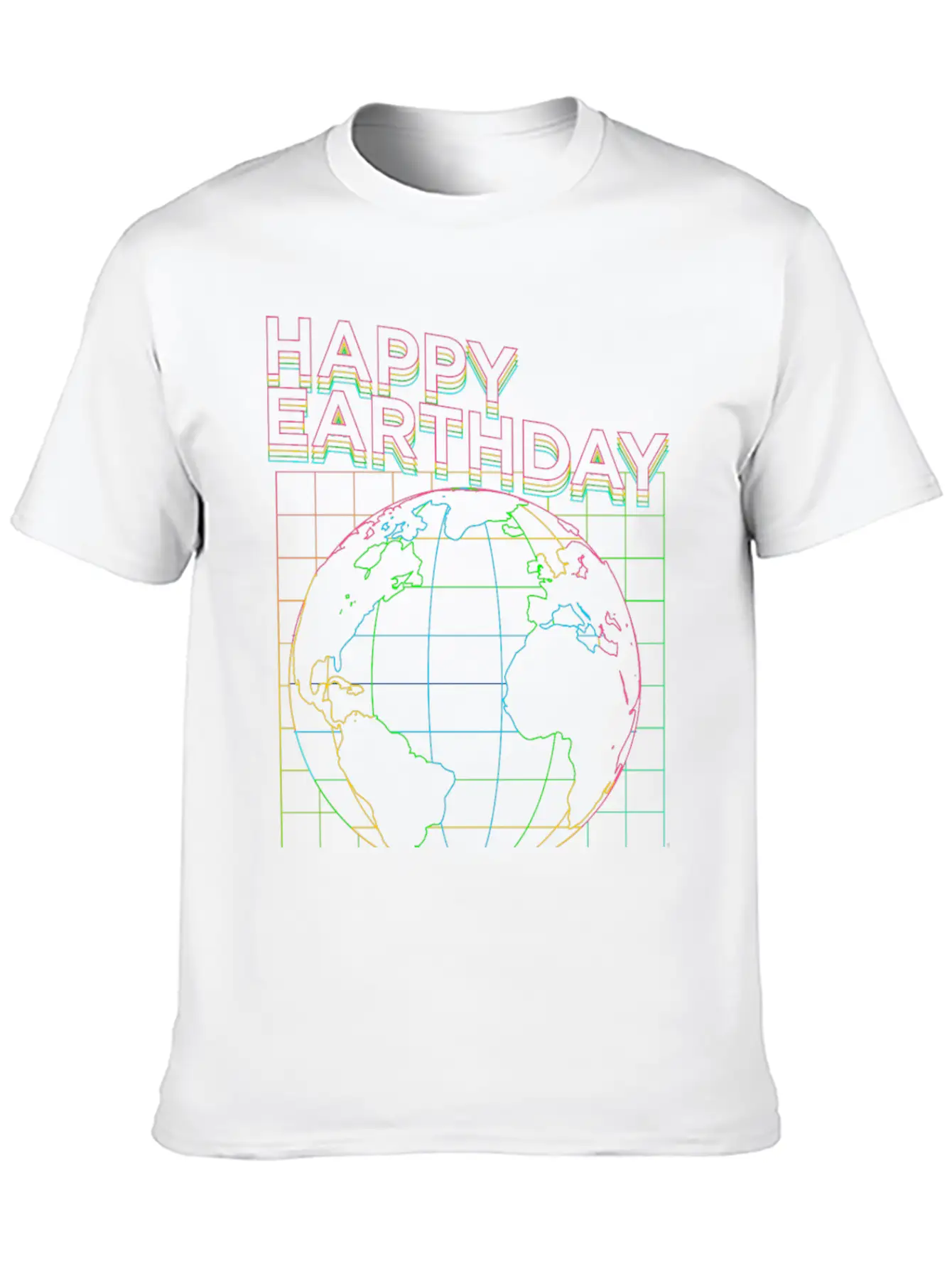 Happy Earth Day90s Neon Glow Style Stylish Everyday T-Shirt – Unisex Basic Cotton Tee