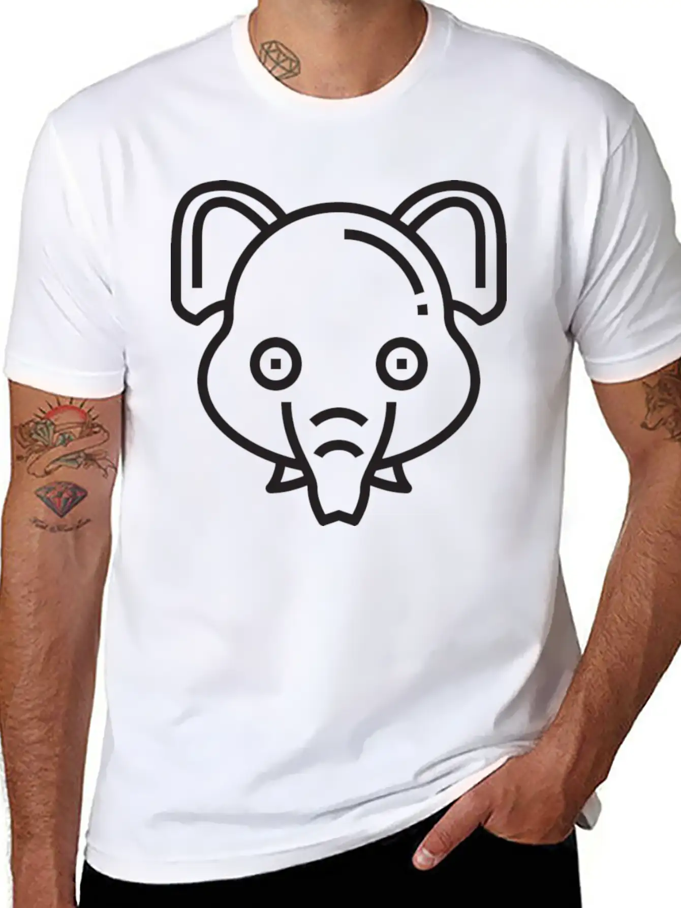 Happy Elephant Comfortable Minimalist Graphic Tee – Summer Style Essential