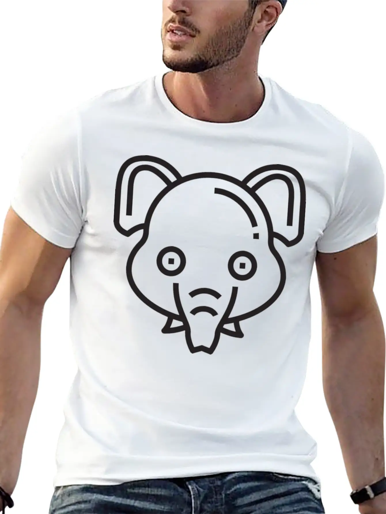Happy Elephant Comfortable Minimalist Graphic Tee – Summer Style Essential
