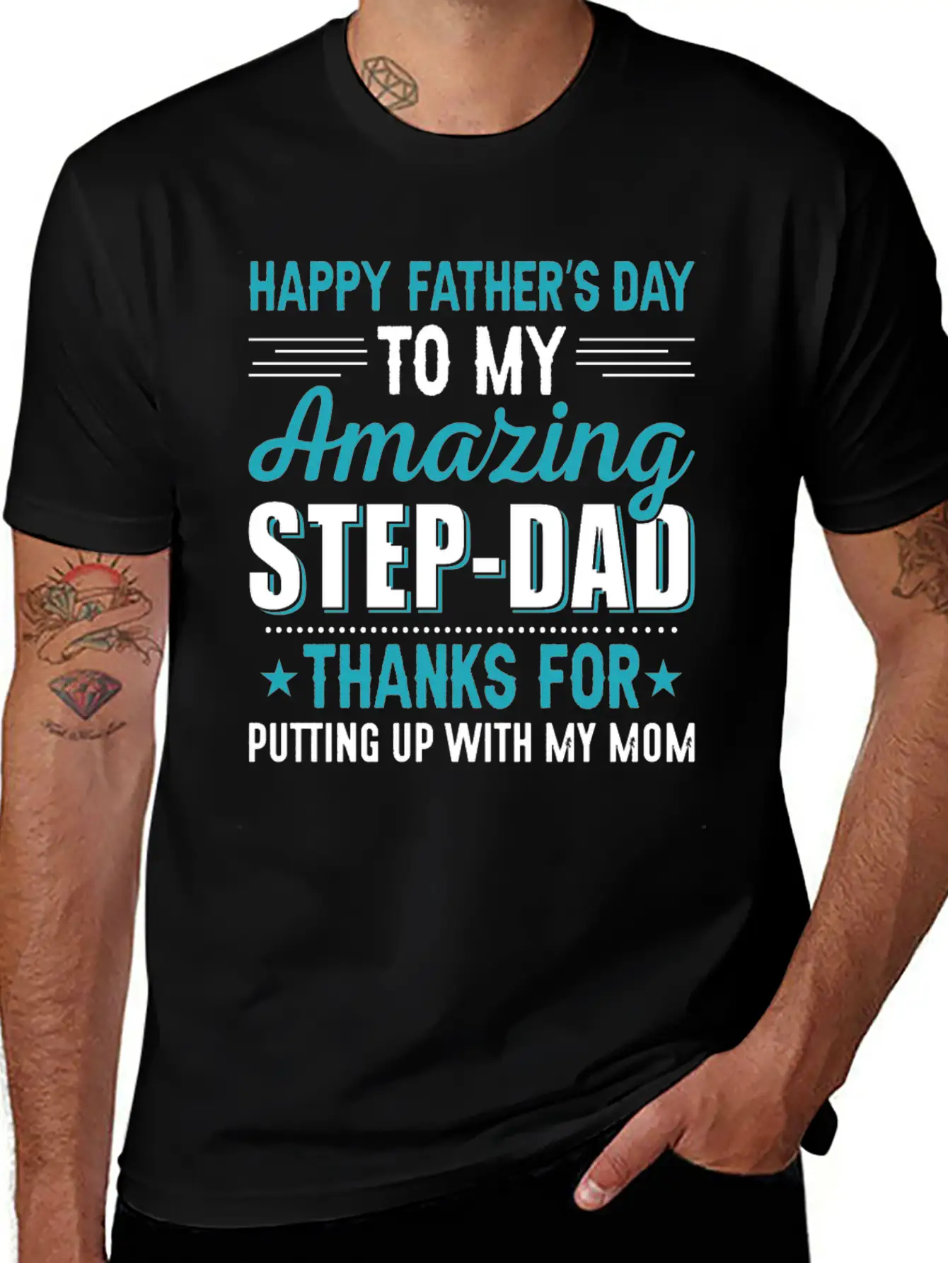 Happy Fathers Day Amazing Step Dad T-shirt Stylish Everyday T-Shirt – Unisex Basic Cotton Tee
