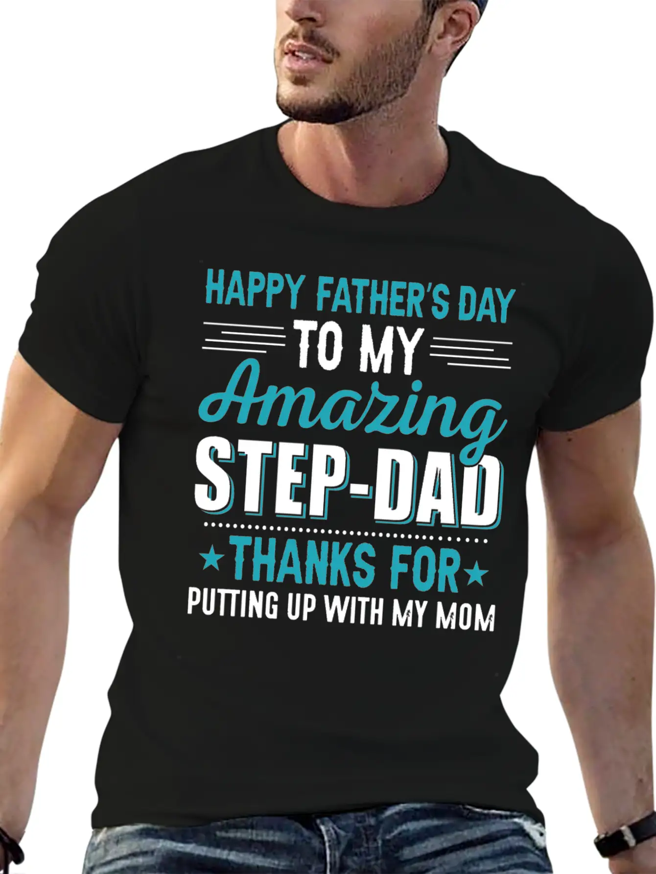 Happy Fathers Day Amazing Step Dad T-shirt Stylish Everyday T-Shirt – Unisex Basic Cotton Tee