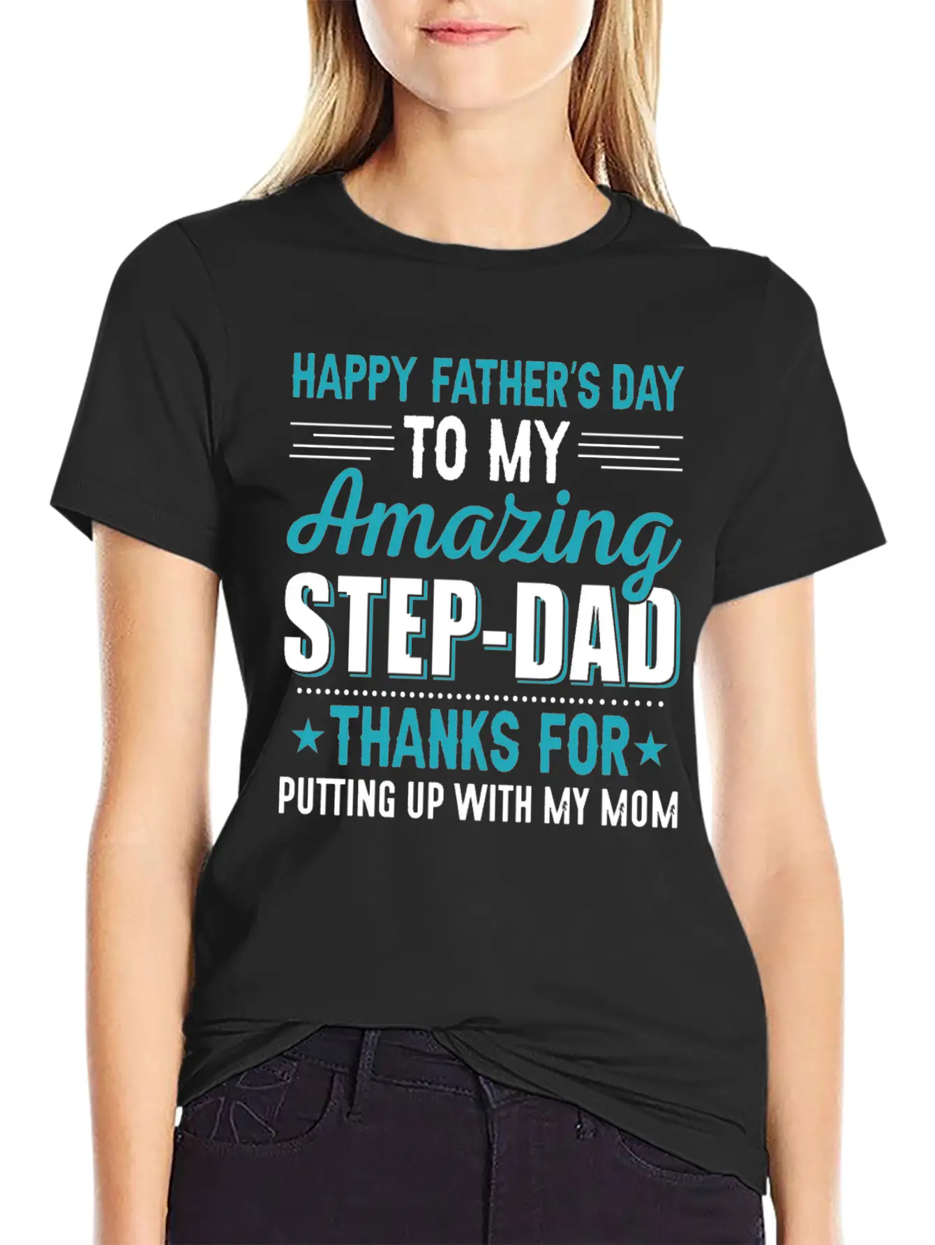 Happy Fathers Day Amazing Step Dad T-shirt Stylish Everyday T-Shirt – Unisex Basic Cotton Tee