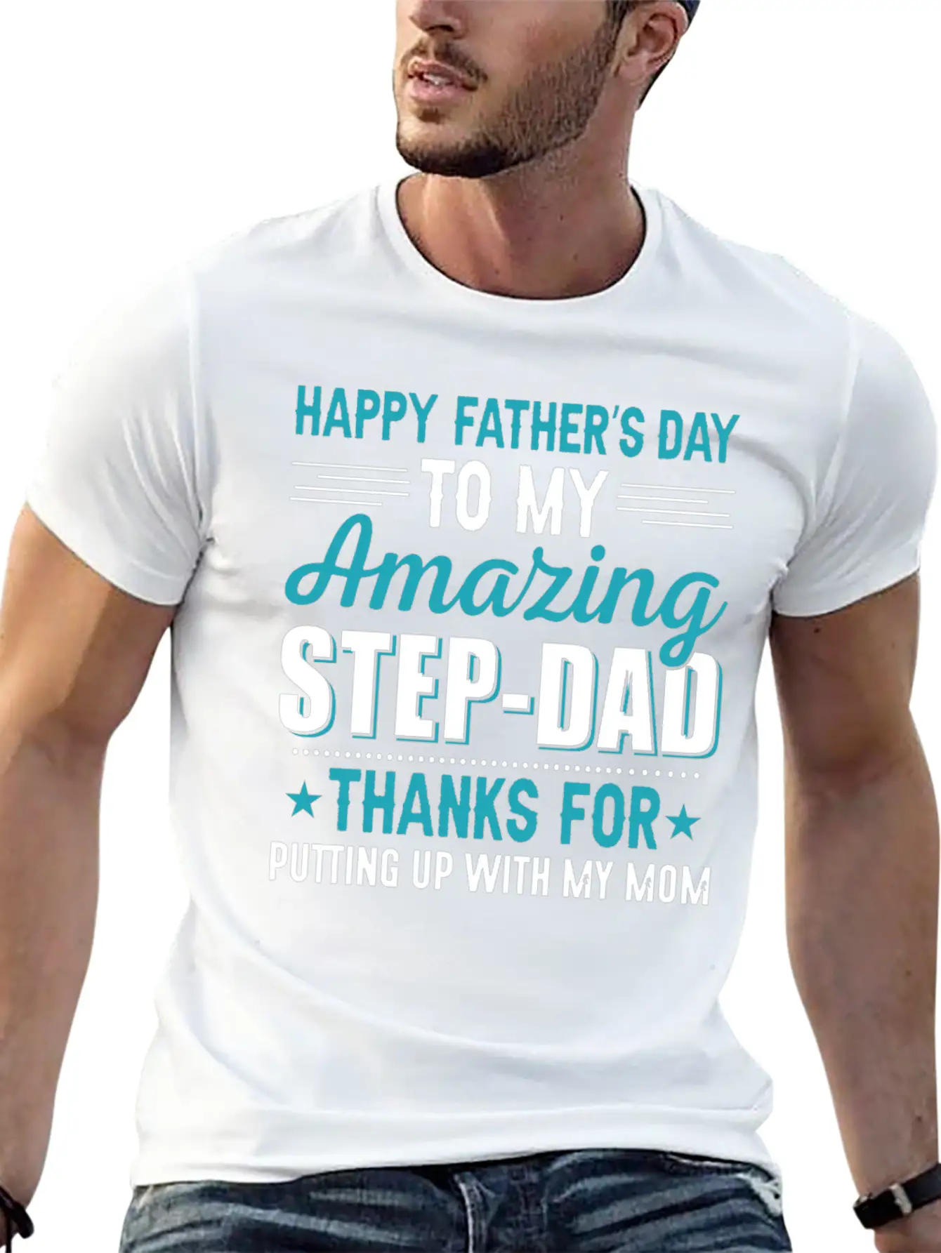 Happy Fathers Day Amazing Step Dad T-shirt Stylish Everyday T-Shirt – Unisex Basic Cotton Tee