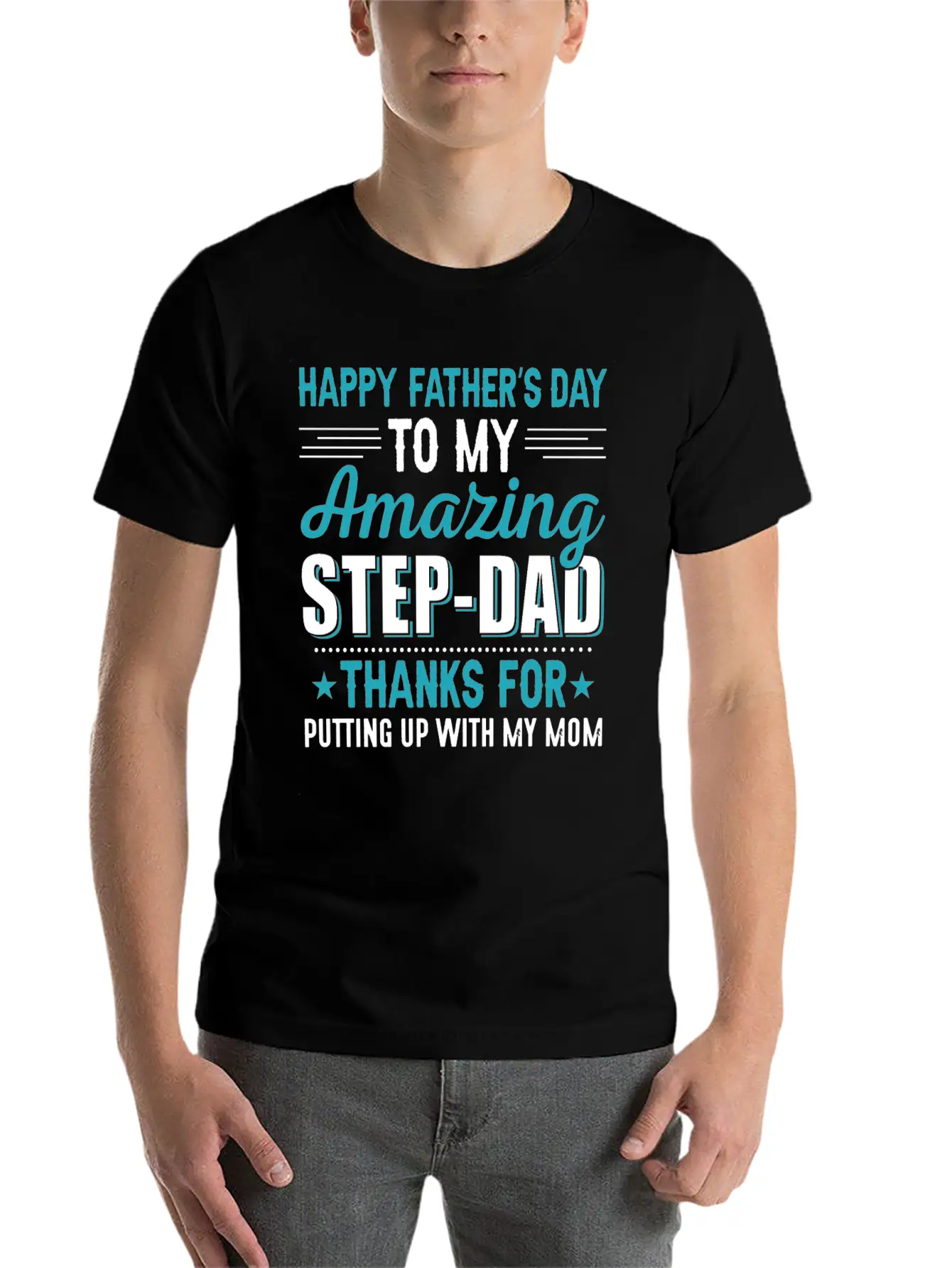 Happy Fathers Day Amazing Step Dad T-shirt Stylish Everyday T-Shirt – Unisex Basic Cotton Tee