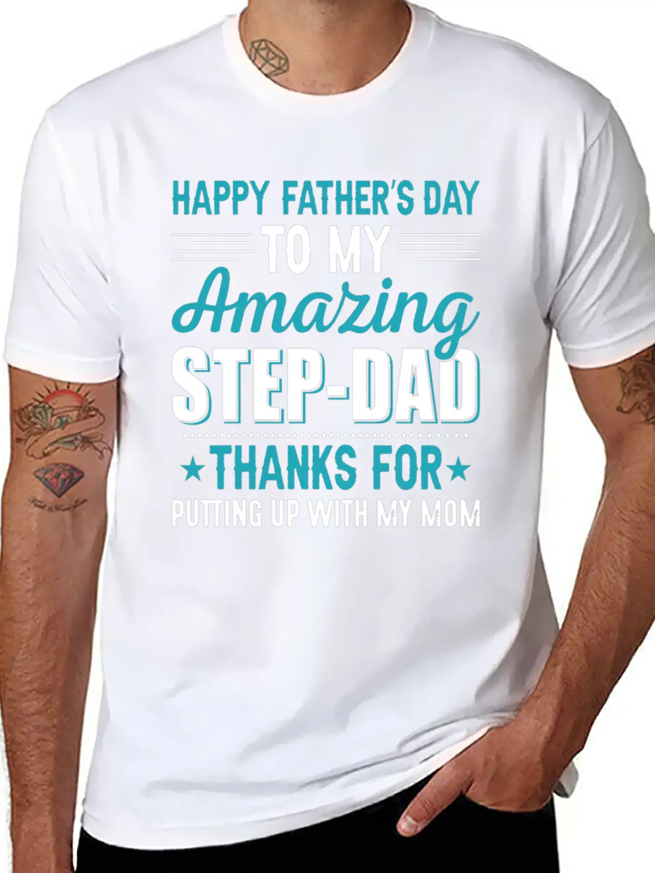 Happy Fathers Day Amazing Step Dad T-shirt Stylish Everyday T-Shirt – Unisex Basic Cotton Tee