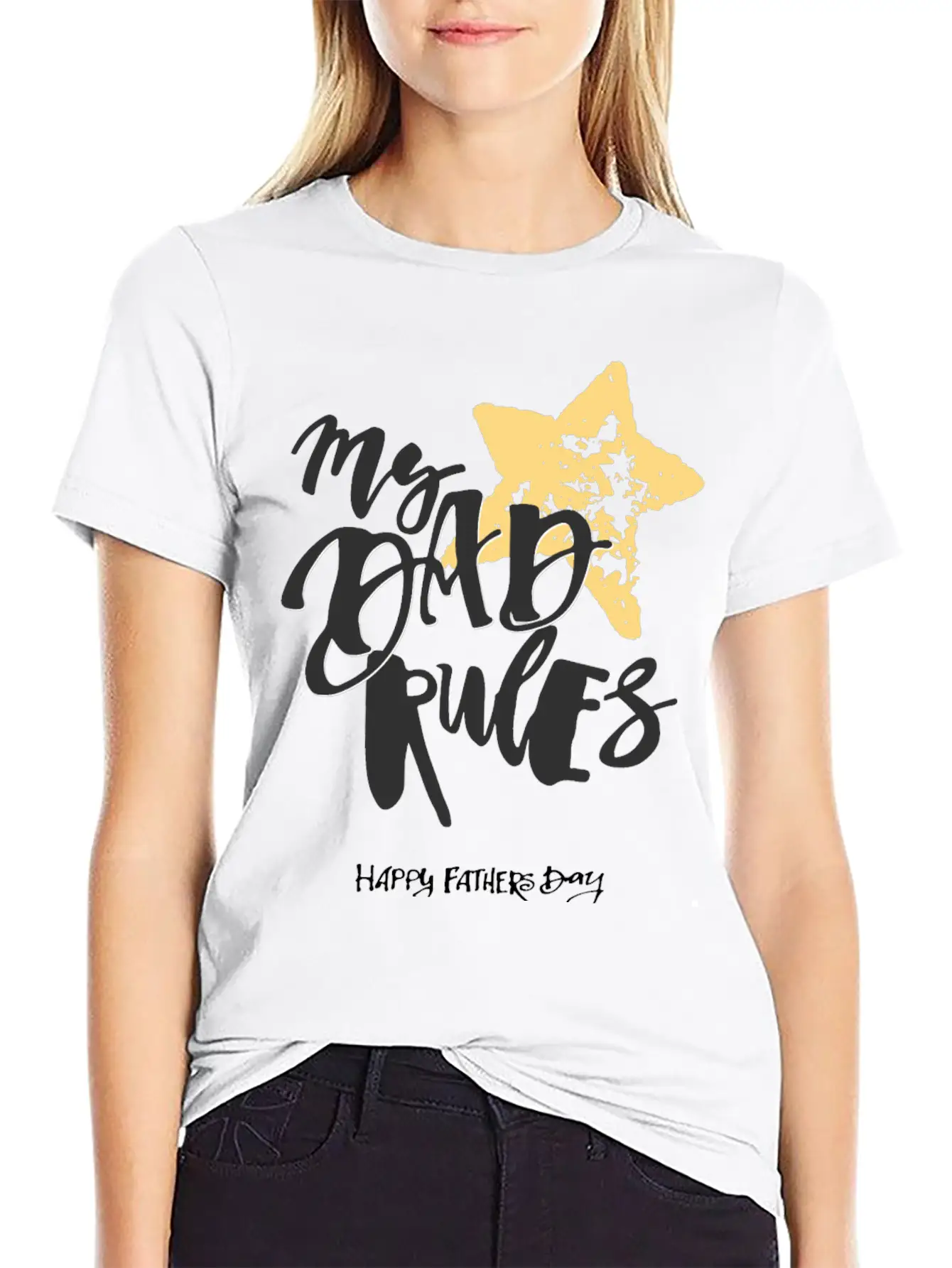 Happy Father's Day ( My Dad Rules ) Timeless Short Sleeve Tee – Comfy And Minimalist Design