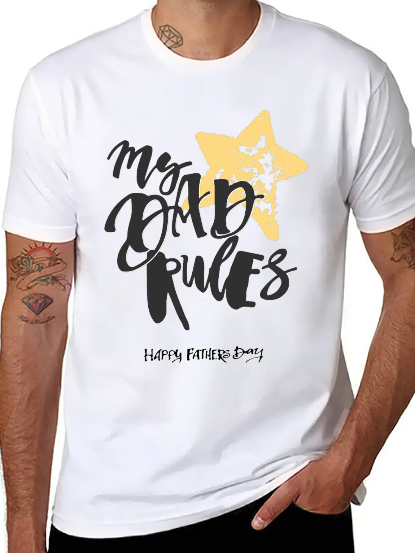 Happy Father's Day ( My Dad Rules ) Timeless Short Sleeve Tee – Comfy And Minimalist Design