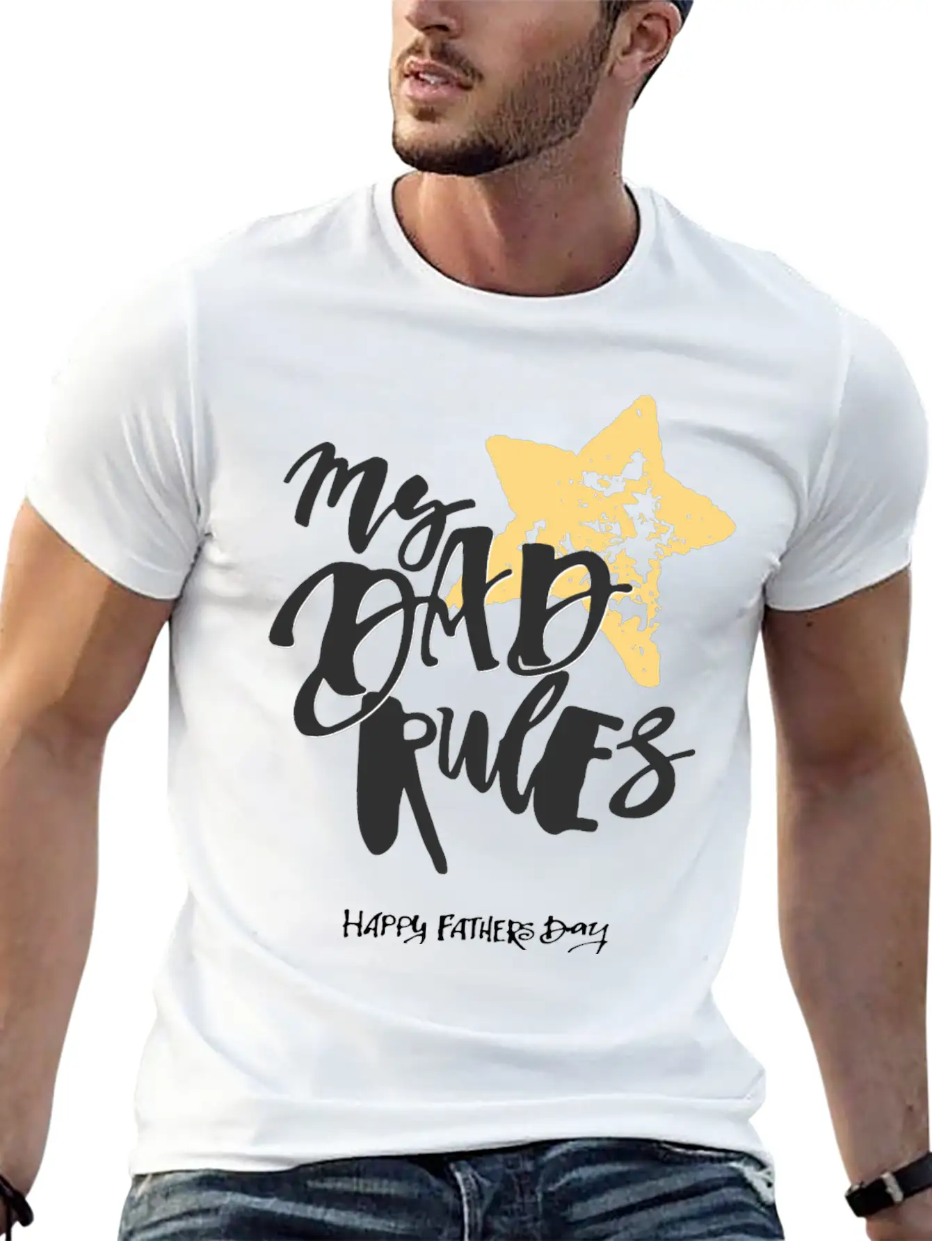 Happy Father's Day ( My Dad Rules ) Timeless Short Sleeve Tee – Comfy And Minimalist Design