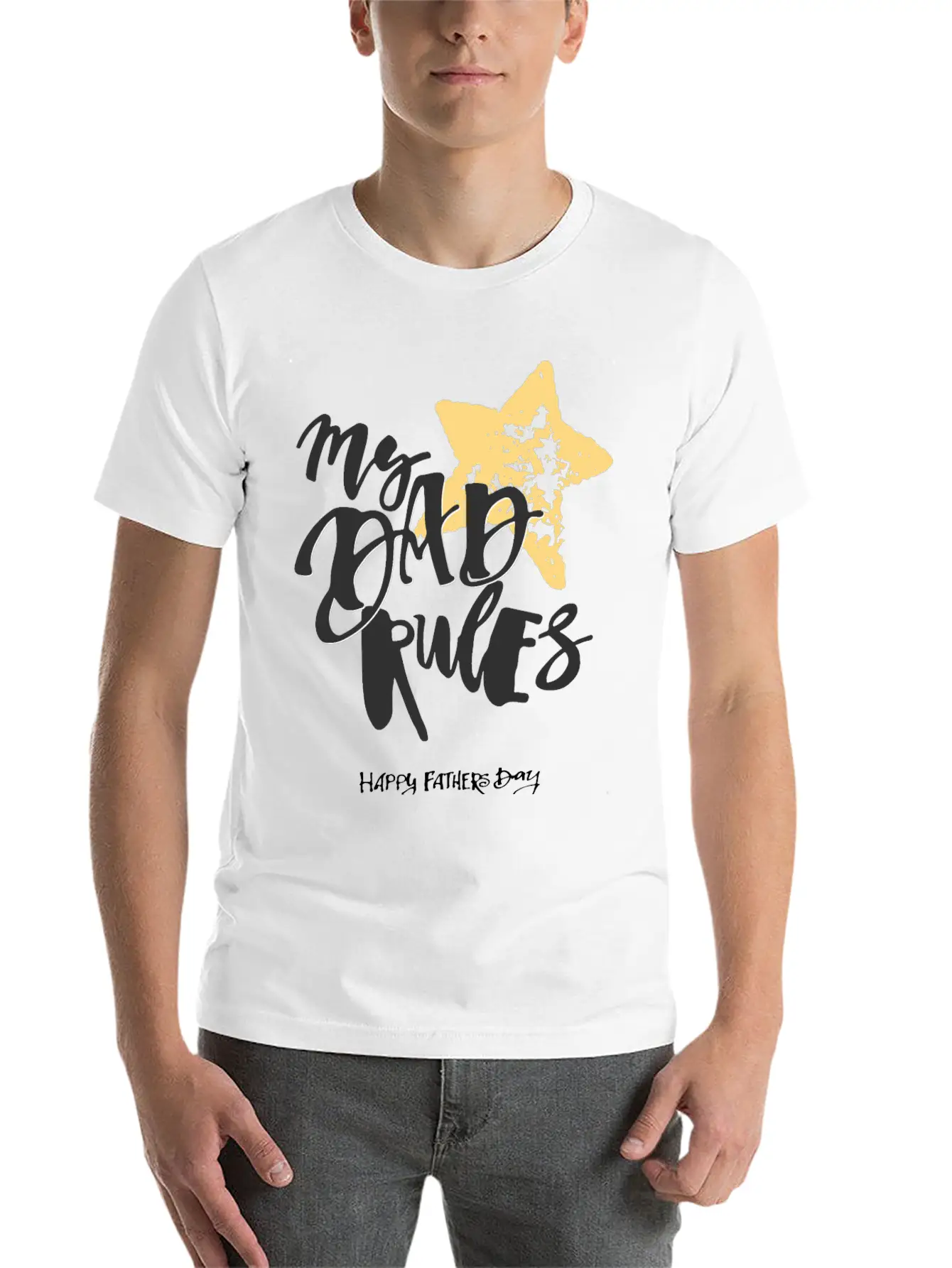 Happy Father's Day ( My Dad Rules ) Timeless Short Sleeve Tee – Comfy And Minimalist Design