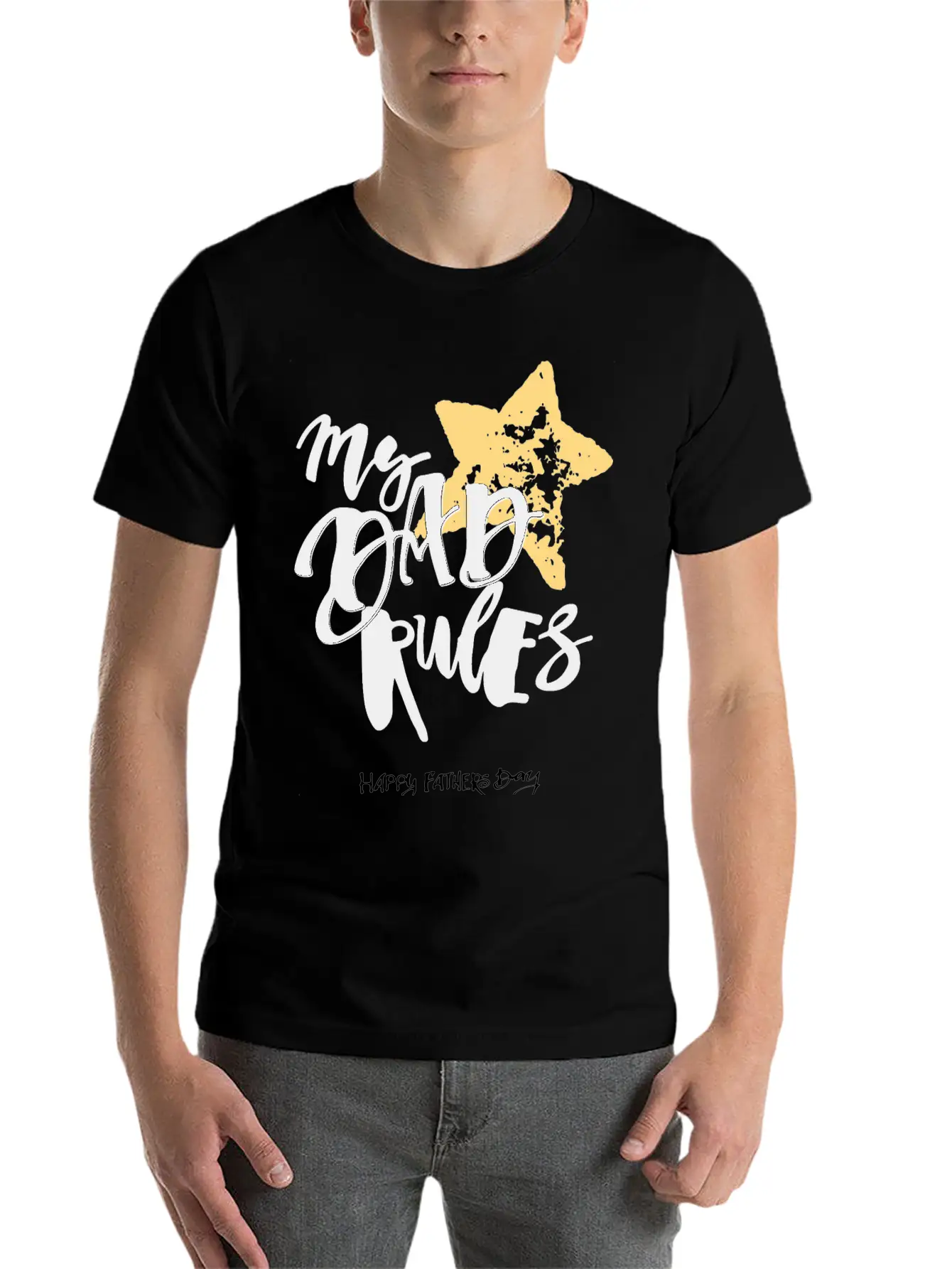 Happy Father's Day ( My Dad Rules ) Timeless Short Sleeve Tee – Comfy And Minimalist Design