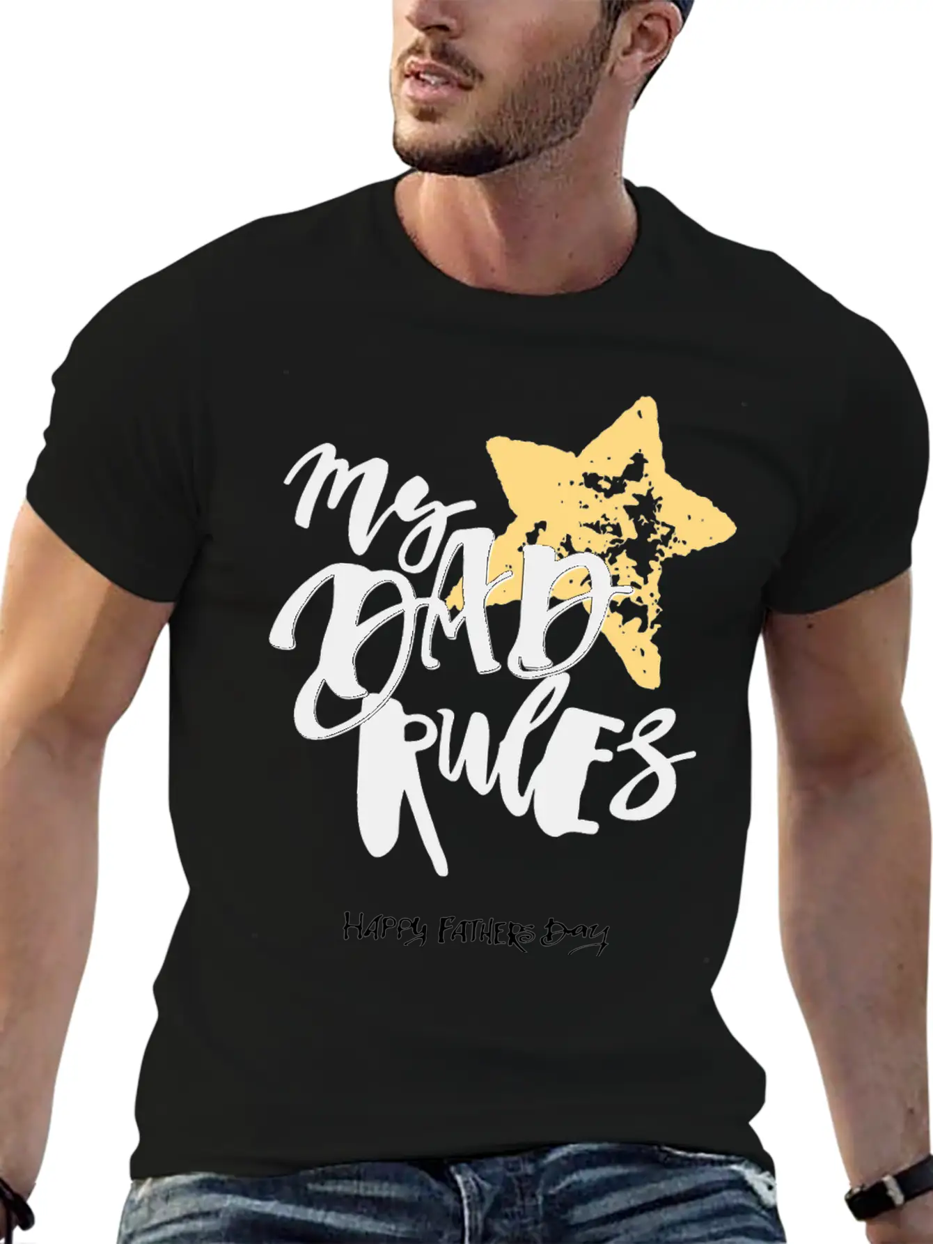 Happy Father's Day ( My Dad Rules ) Timeless Short Sleeve Tee – Comfy And Minimalist Design