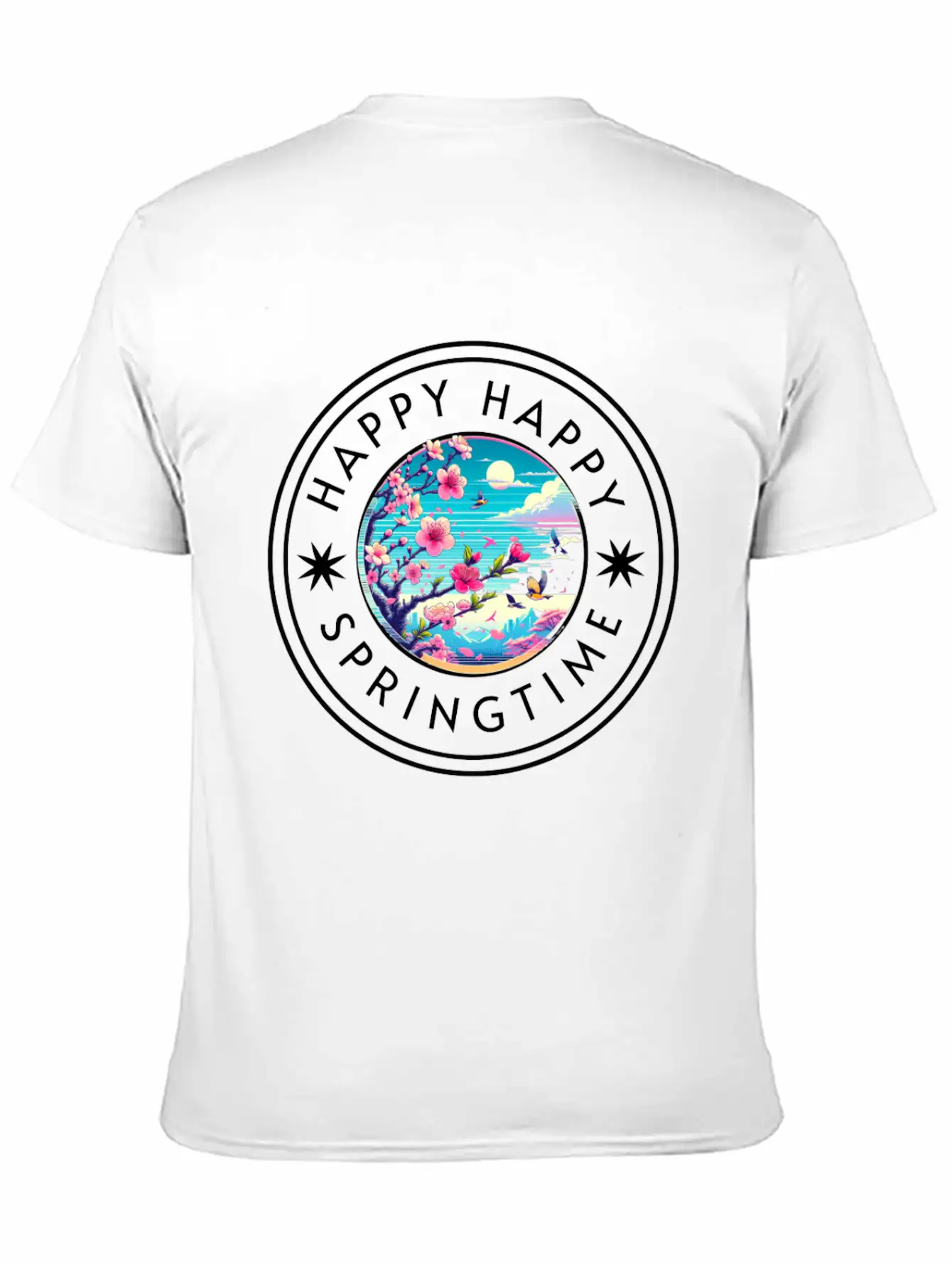 Happy Happy Springtime Unisex Short Sleeve Soft Cotton T-Shirt – Casual Everyday Wear