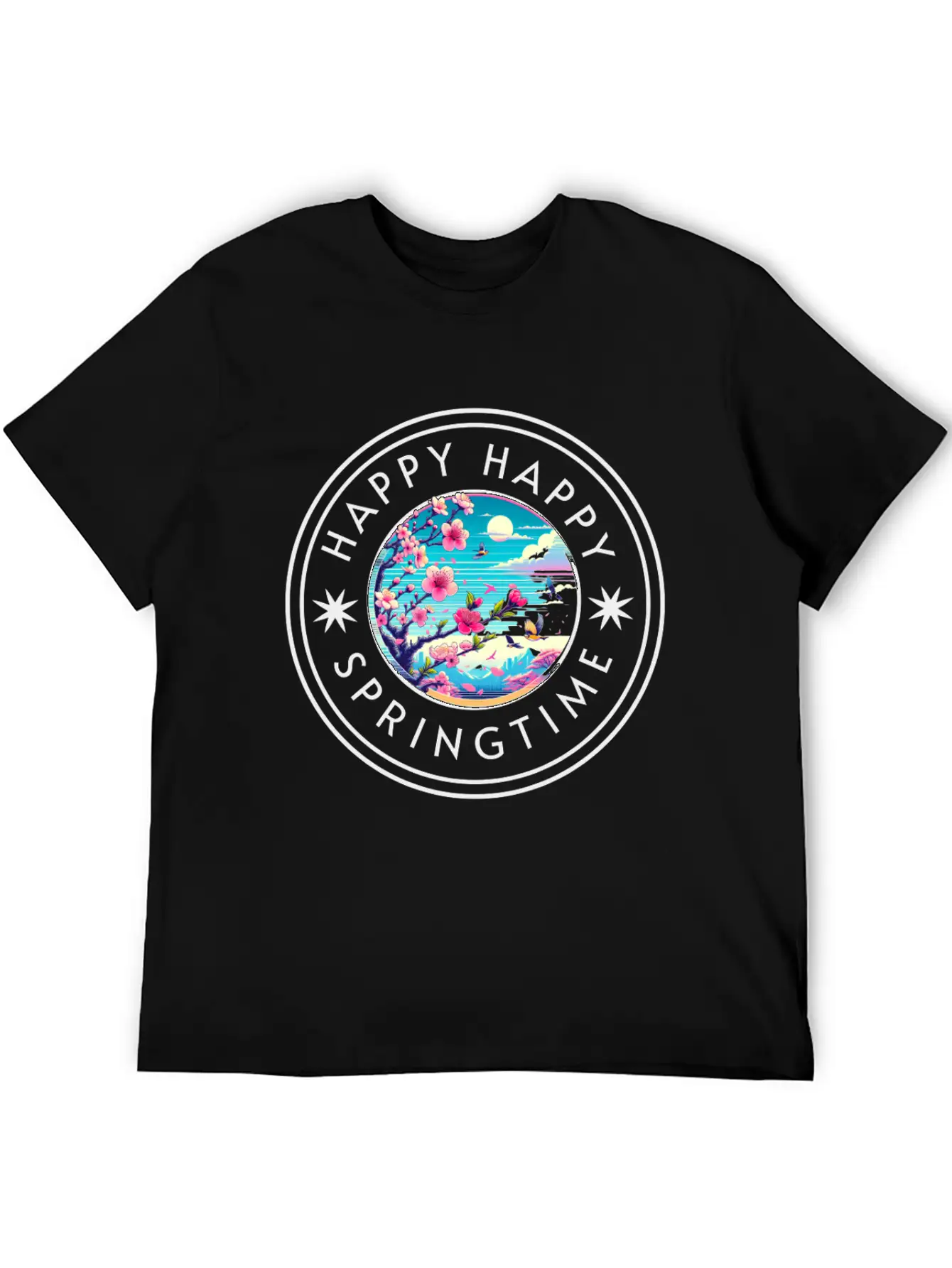 Happy Happy Springtime Unisex Short Sleeve Soft Cotton T-Shirt – Casual Everyday Wear