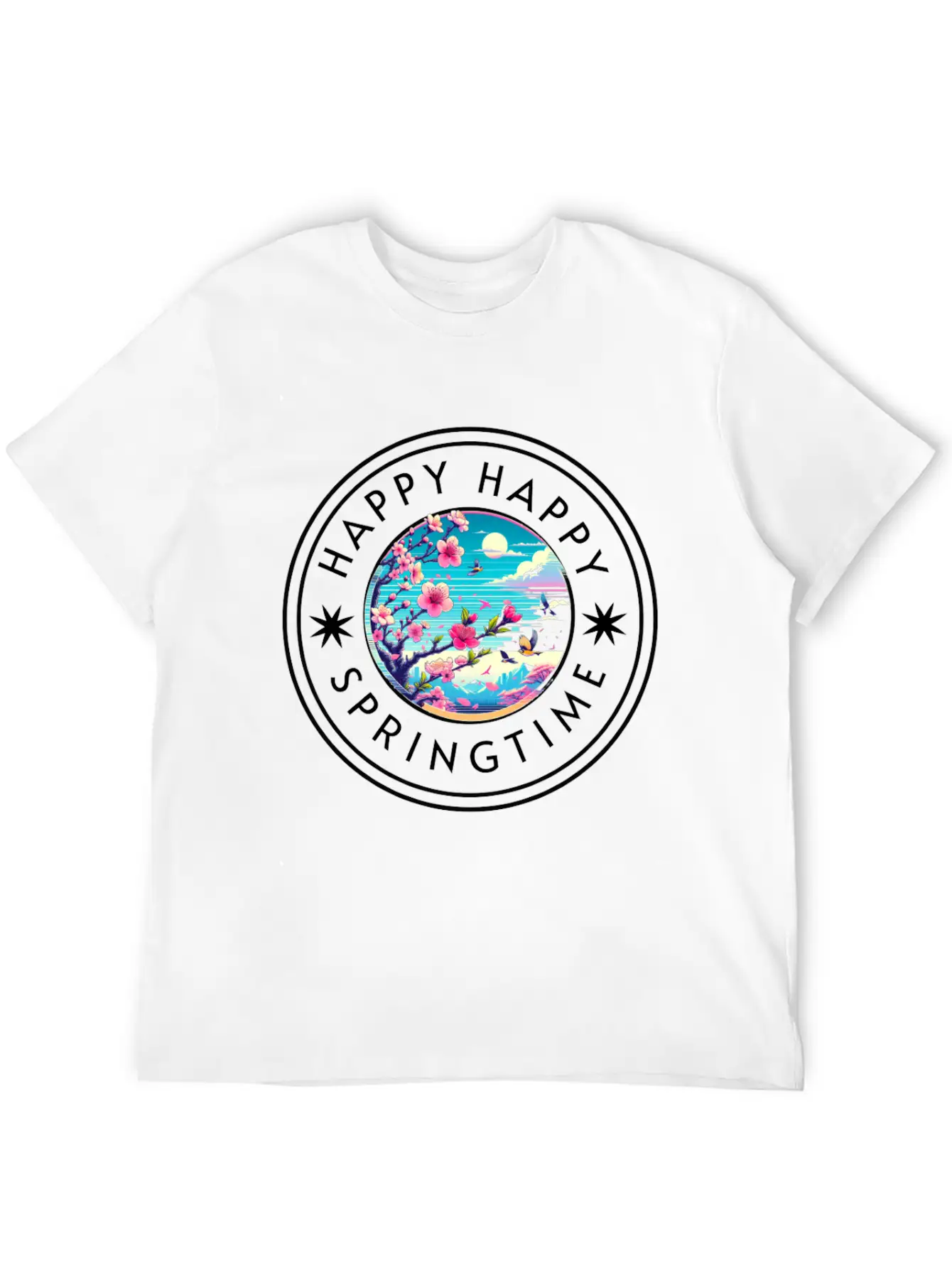Happy Happy Springtime Unisex Short Sleeve Soft Cotton T-Shirt – Casual Everyday Wear