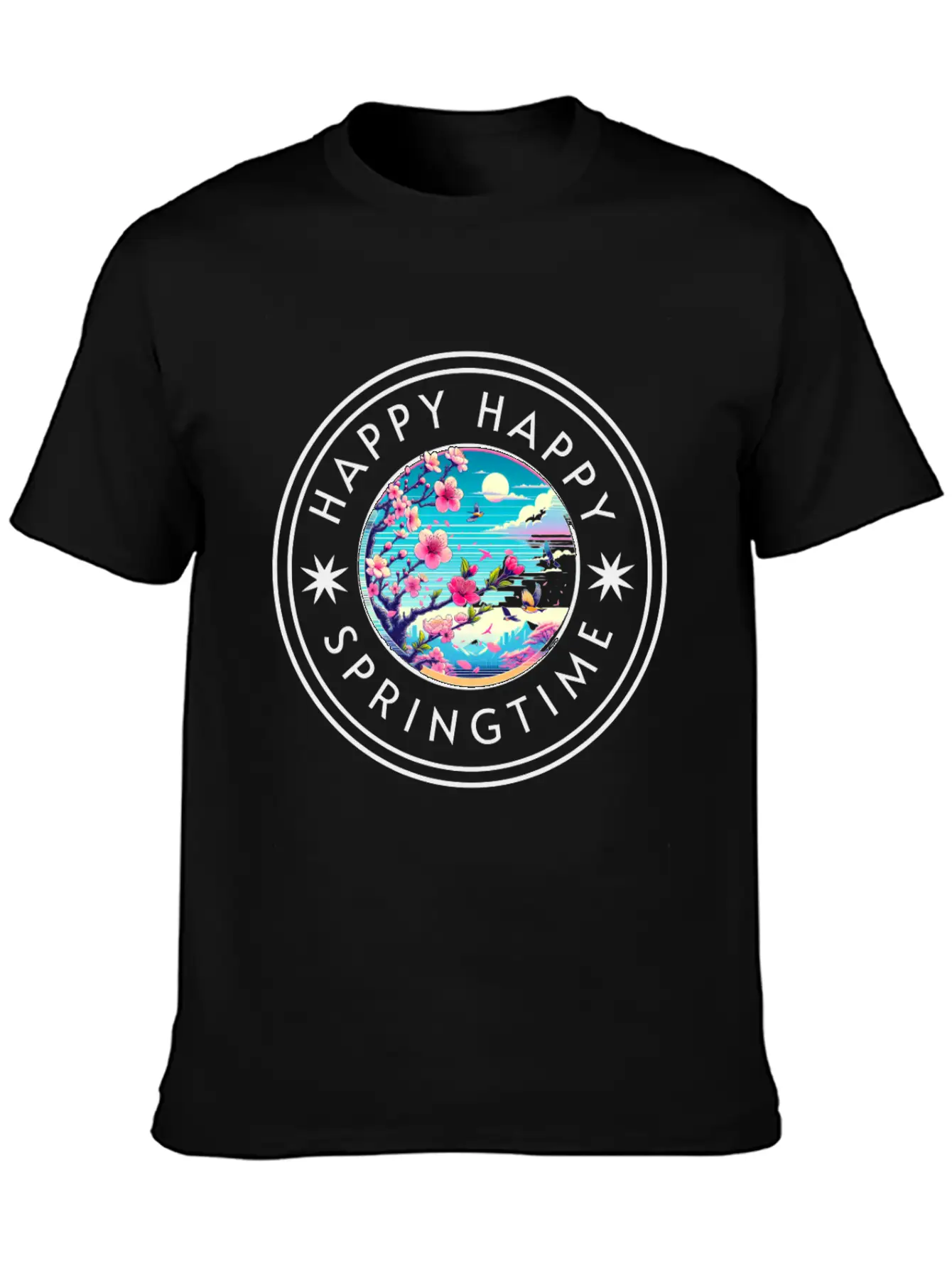 Happy Happy Springtime Unisex Short Sleeve Soft Cotton T-Shirt – Casual Everyday Wear