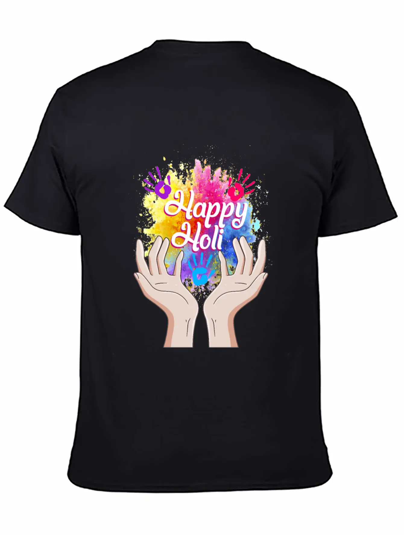 Happy Holi Festival Shirt, Happy Holi Hands Tee, Unisex Short Sleeve Soft Cotton T-Shirt – Casual Everyday Wear
