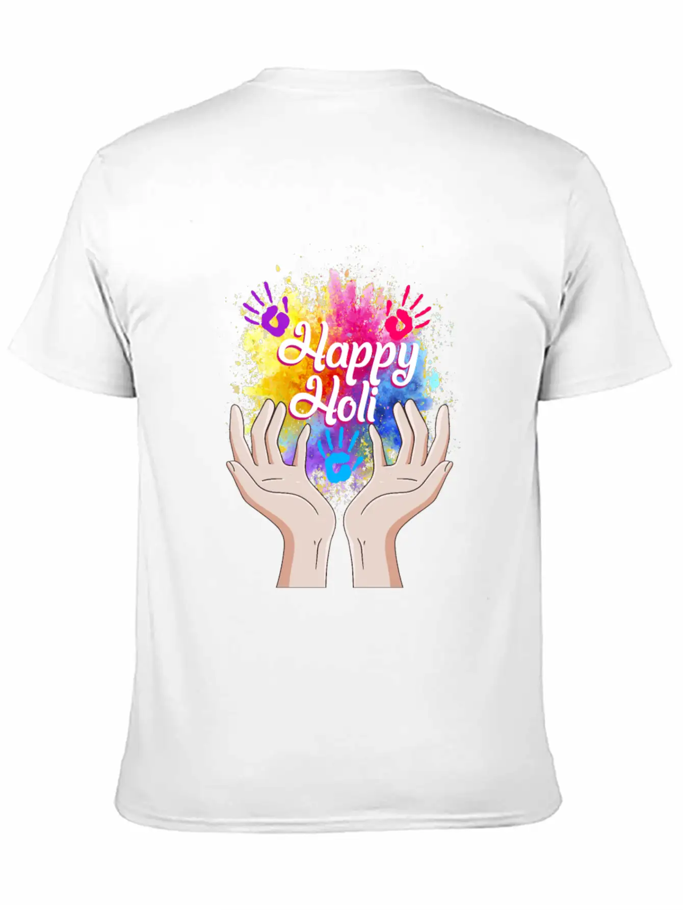 Happy Holi Festival Shirt, Happy Holi Hands Tee, Unisex Short Sleeve Soft Cotton T-Shirt – Casual Everyday Wear