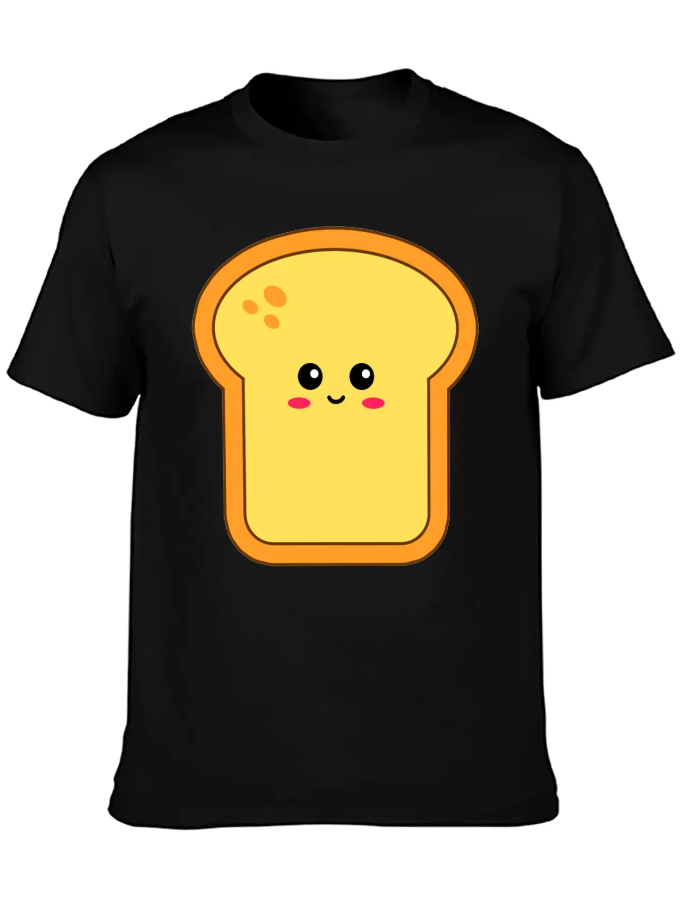 Happy Kawaii Bread Comfortable Minimalist Graphic Tee – Summer Style Essential