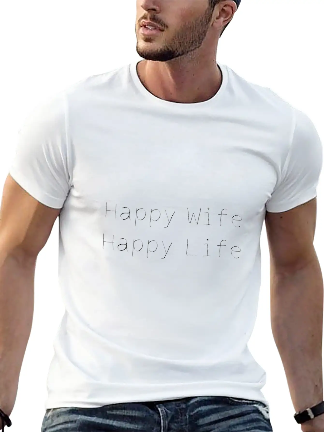 Happy Life Happy Wife Gift Idea Stylish Everyday T-Shirt – Unisex Basic Cotton Tee