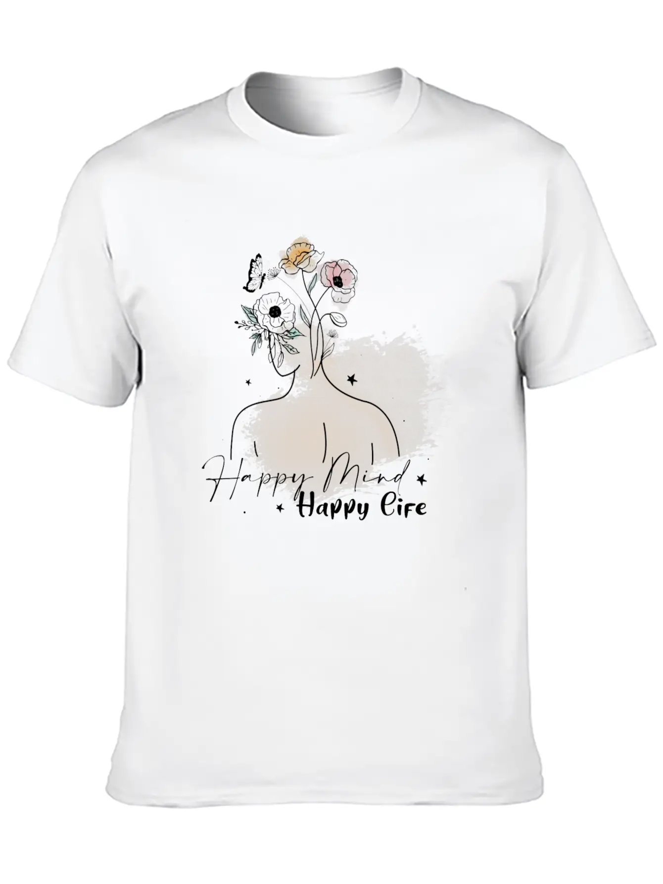 Happy Mind Happy Life Unisex Short Sleeve Soft Cotton T-Shirt – Casual Everyday Wear