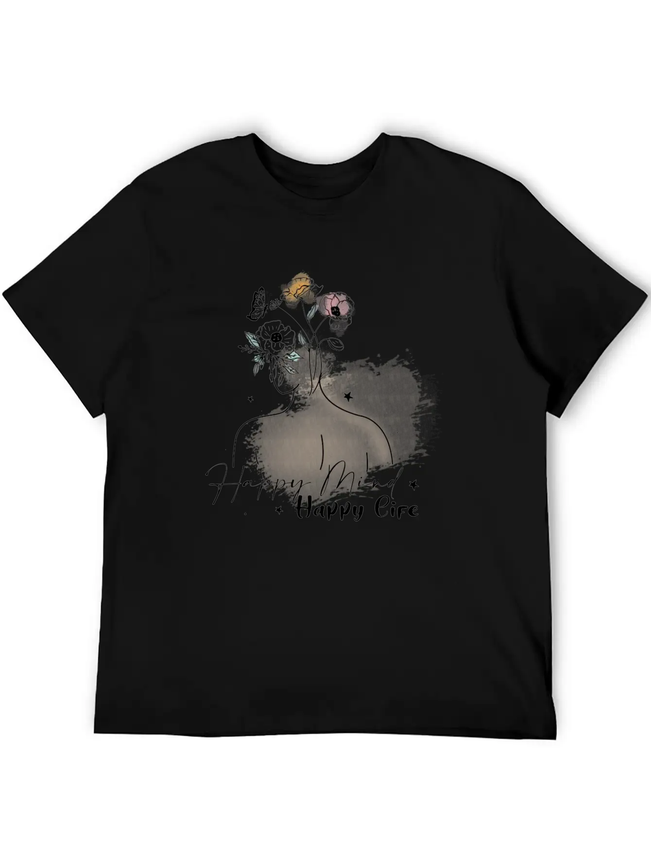 Happy Mind Happy Life Unisex Short Sleeve Soft Cotton T-Shirt – Casual Everyday Wear