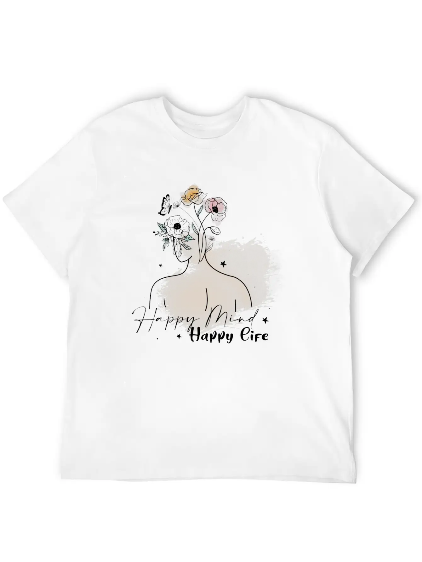 Happy Mind Happy Life Unisex Short Sleeve Soft Cotton T-Shirt – Casual Everyday Wear