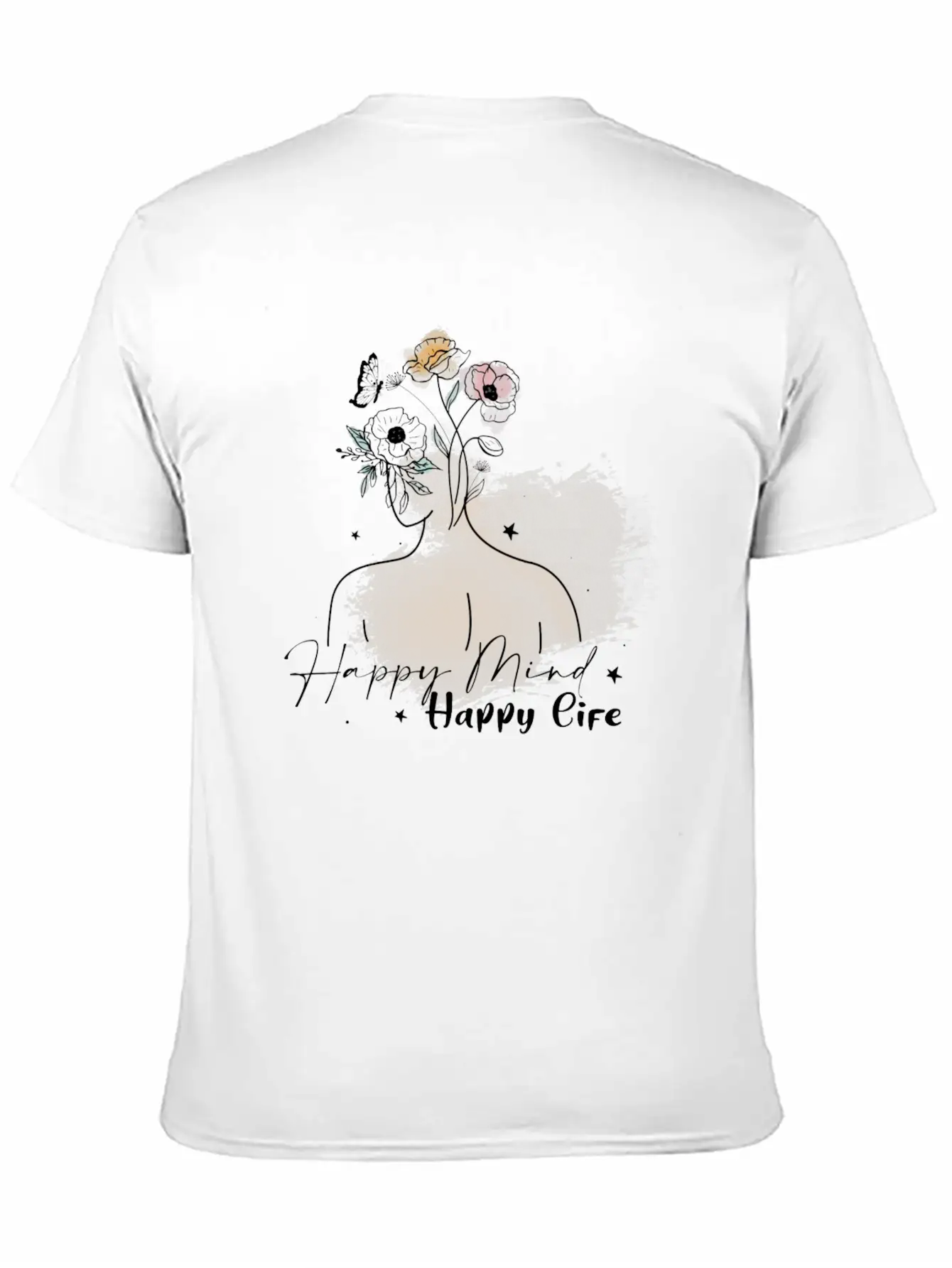 Happy Mind Happy Life Unisex Short Sleeve Soft Cotton T-Shirt – Casual Everyday Wear