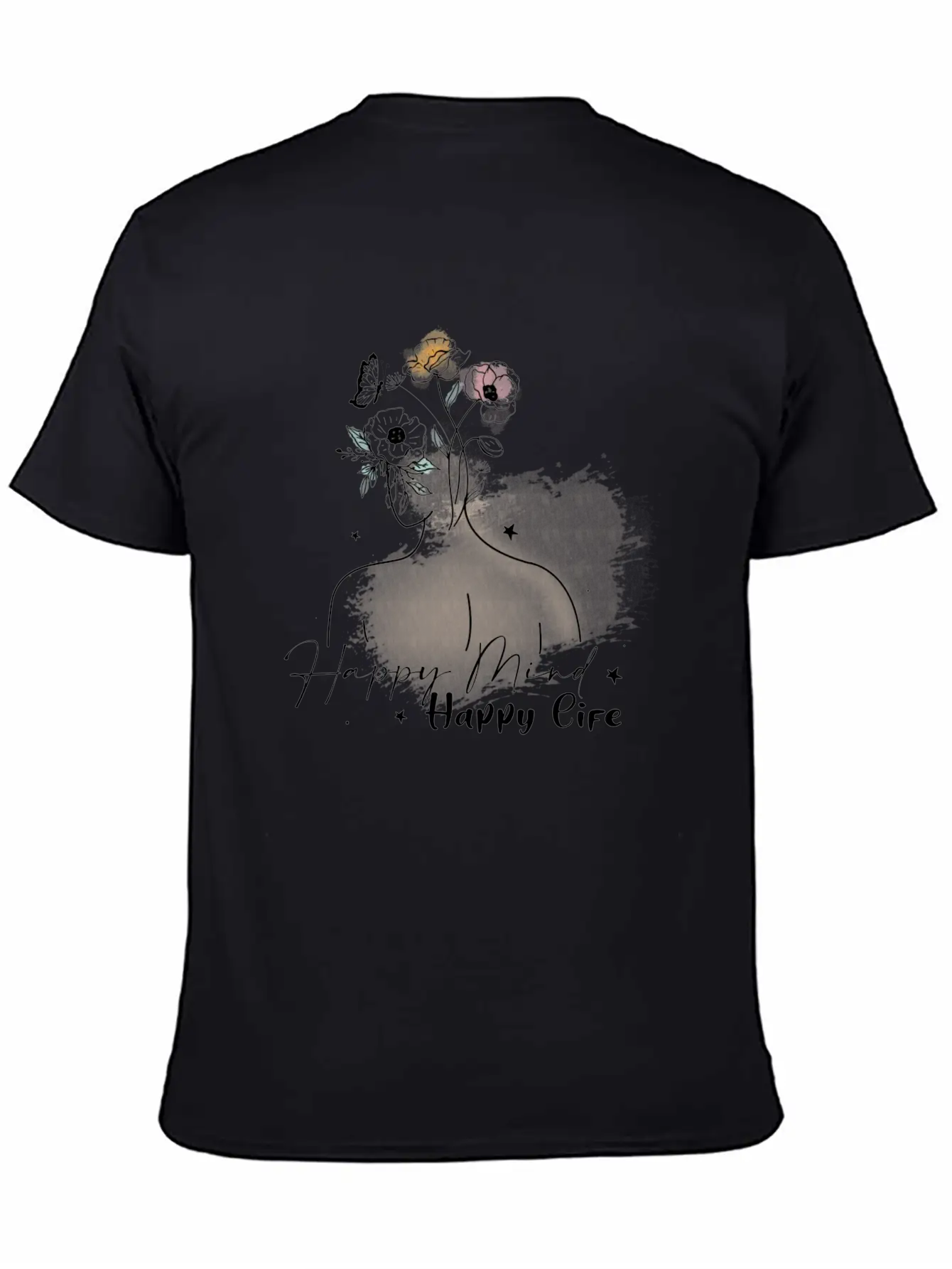 Happy Mind Happy Life Unisex Short Sleeve Soft Cotton T-Shirt – Casual Everyday Wear