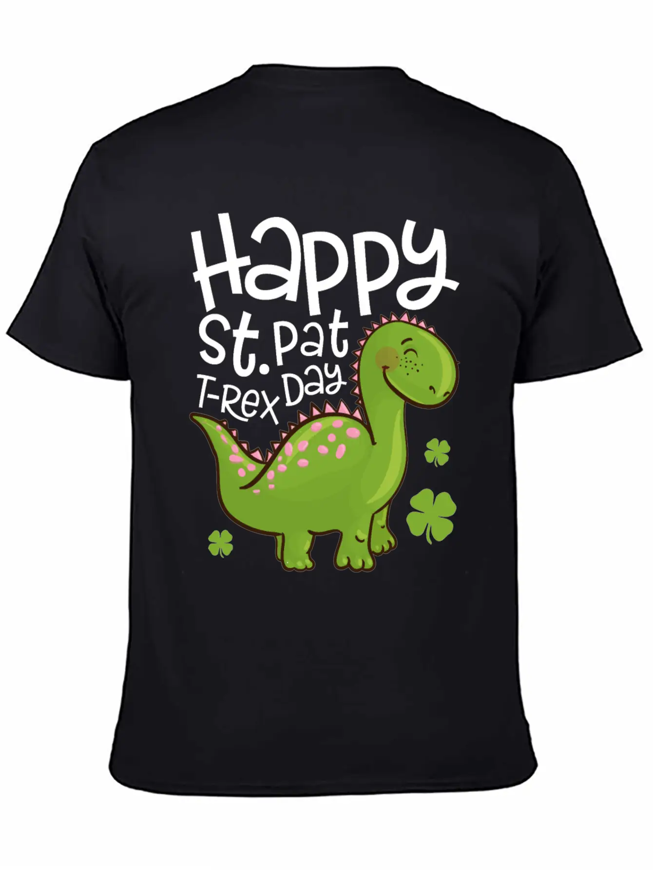 Happy St Pat T-Rex Day Dinosaur Shamrock St Unisex Short Sleeve Soft Cotton T-Shirt – Casual Everyday Wear