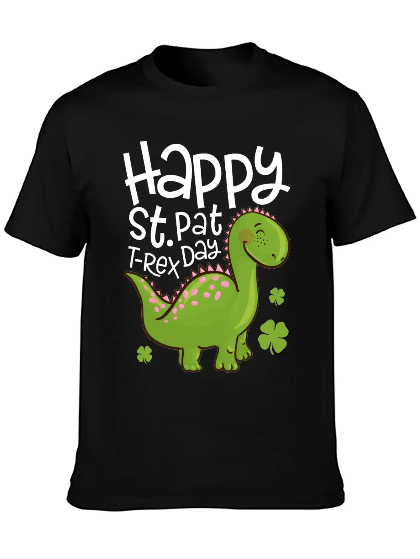 Happy St Pat T-Rex Day Dinosaur Shamrock St Unisex Short Sleeve Soft Cotton T-Shirt – Casual Everyday Wear
