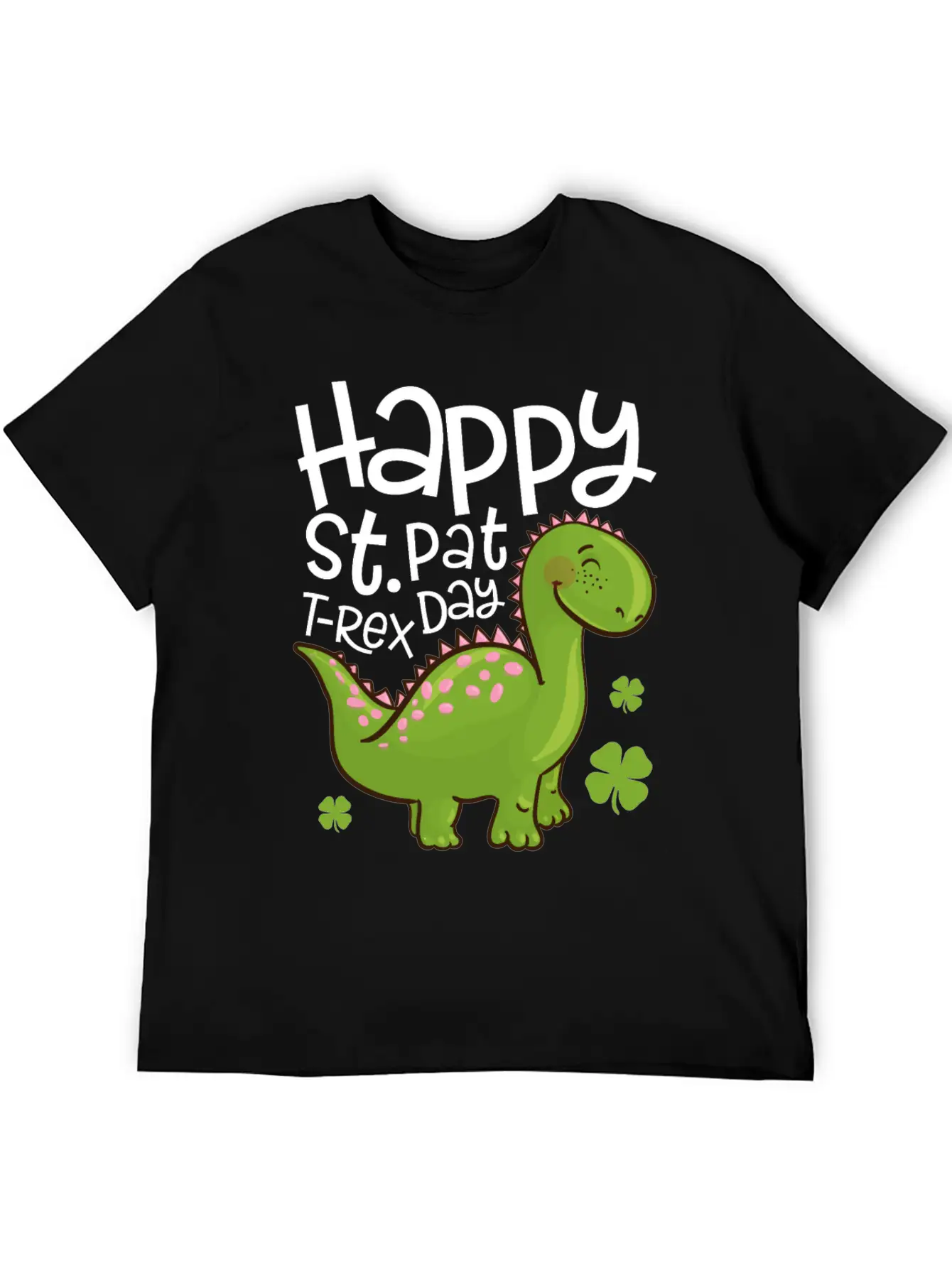 Happy St Pat T-Rex Day Dinosaur Shamrock St Unisex Short Sleeve Soft Cotton T-Shirt – Casual Everyday Wear