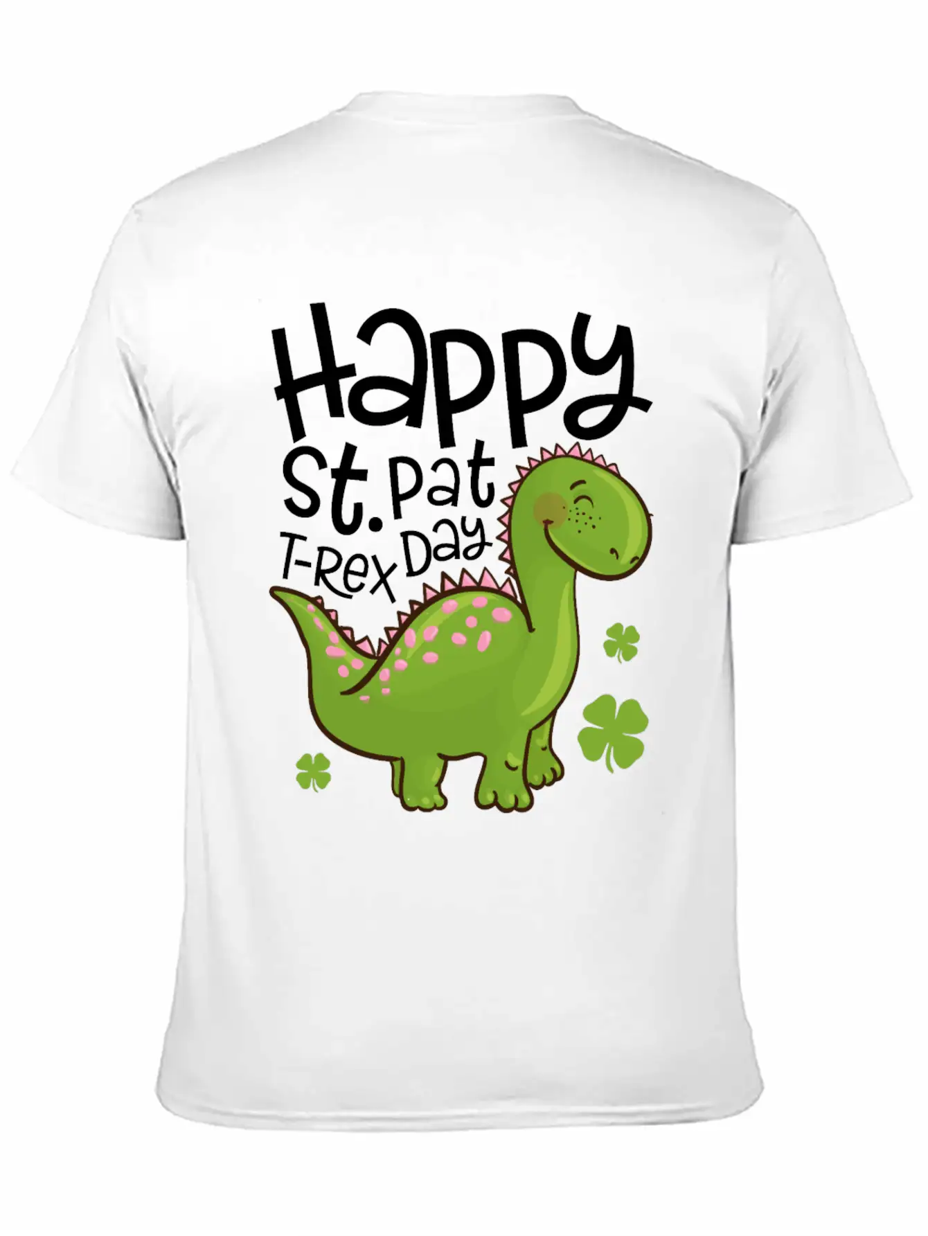 Happy St Pat T-Rex Day Dinosaur Shamrock St Unisex Short Sleeve Soft Cotton T-Shirt – Casual Everyday Wear