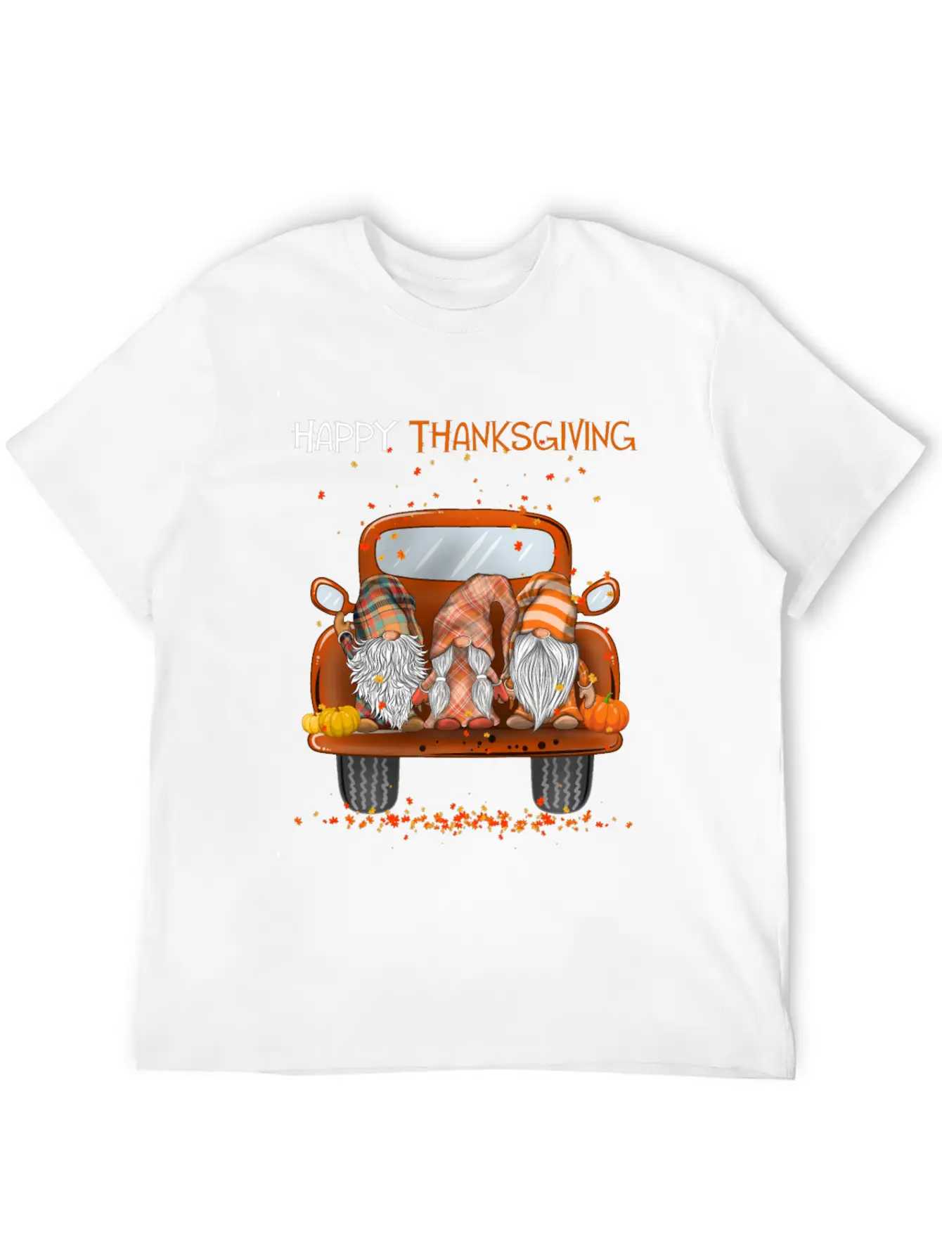 Happy Thanksgiving On Pickup Truck Gnomes Lover Stylish Everyday T-Shirt – Unisex Basic Cotton Tee